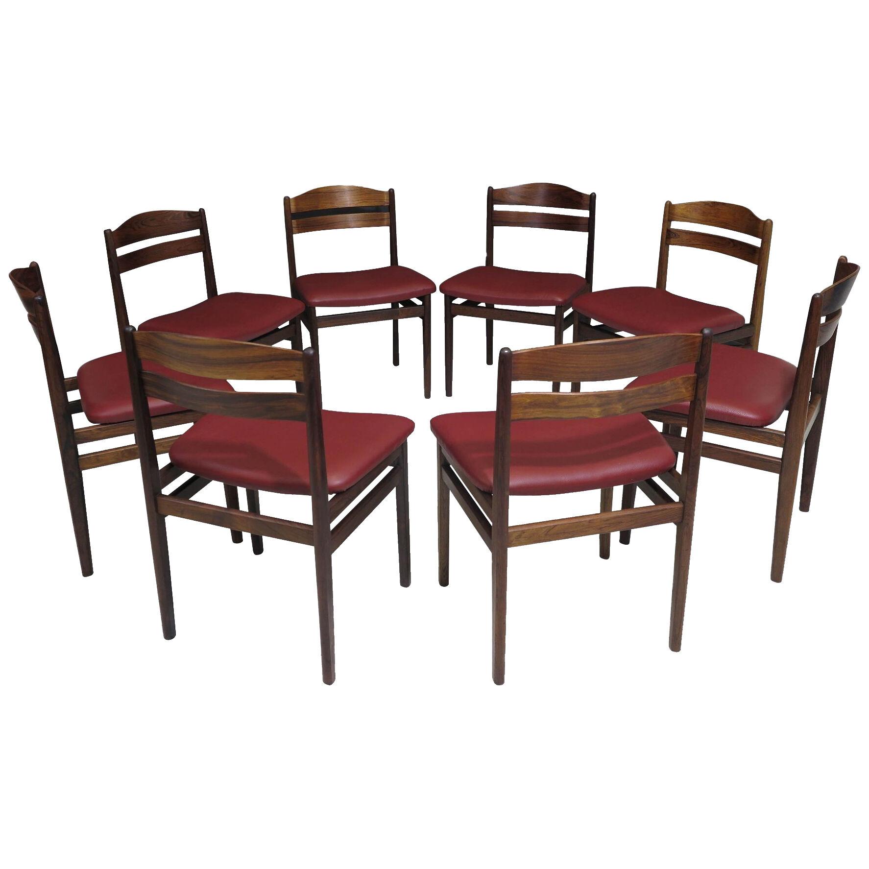 Eight Solid Rosewood Danish Dining Chairs