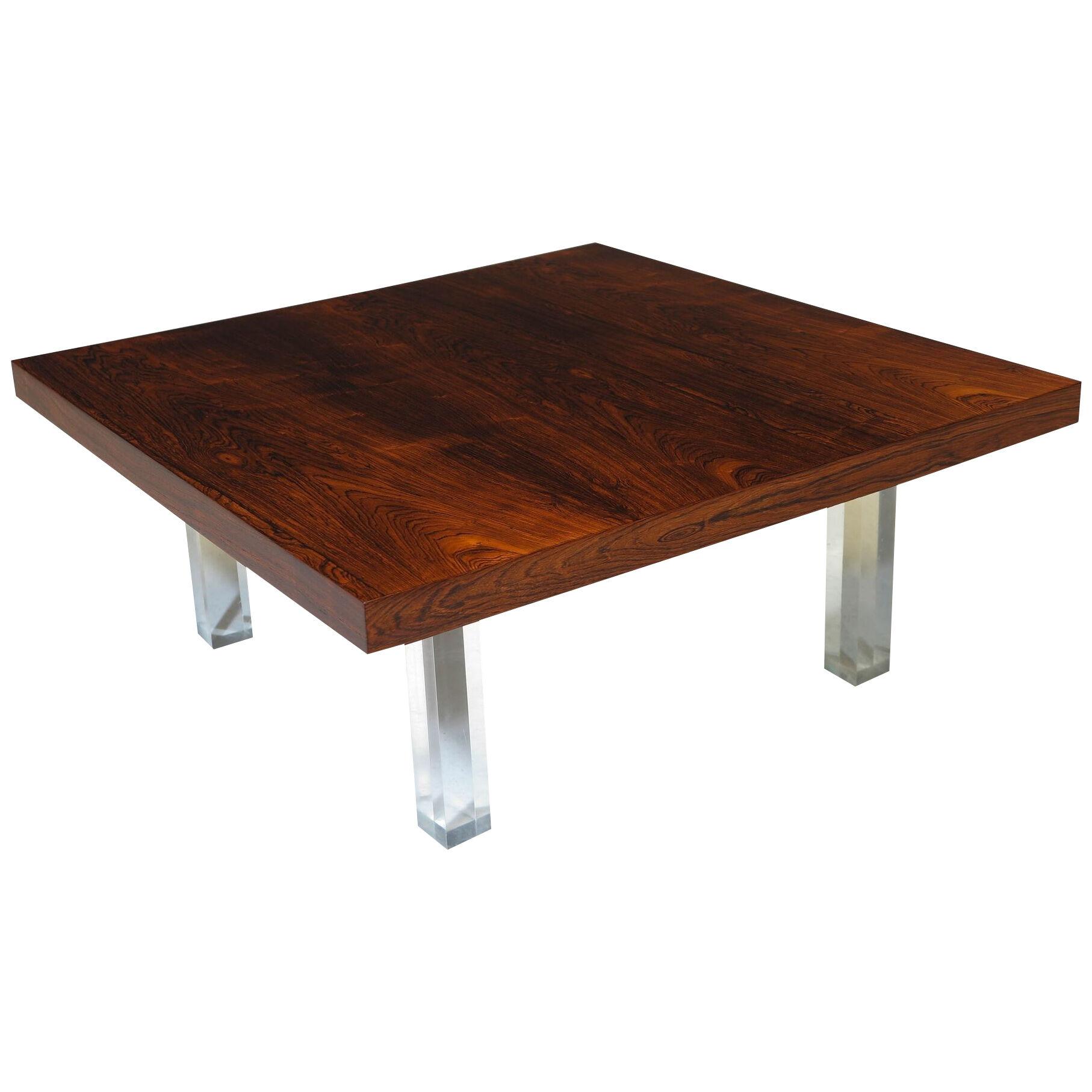 Milo Baughman Brazilian Rosewood and Lucite Coffee Table