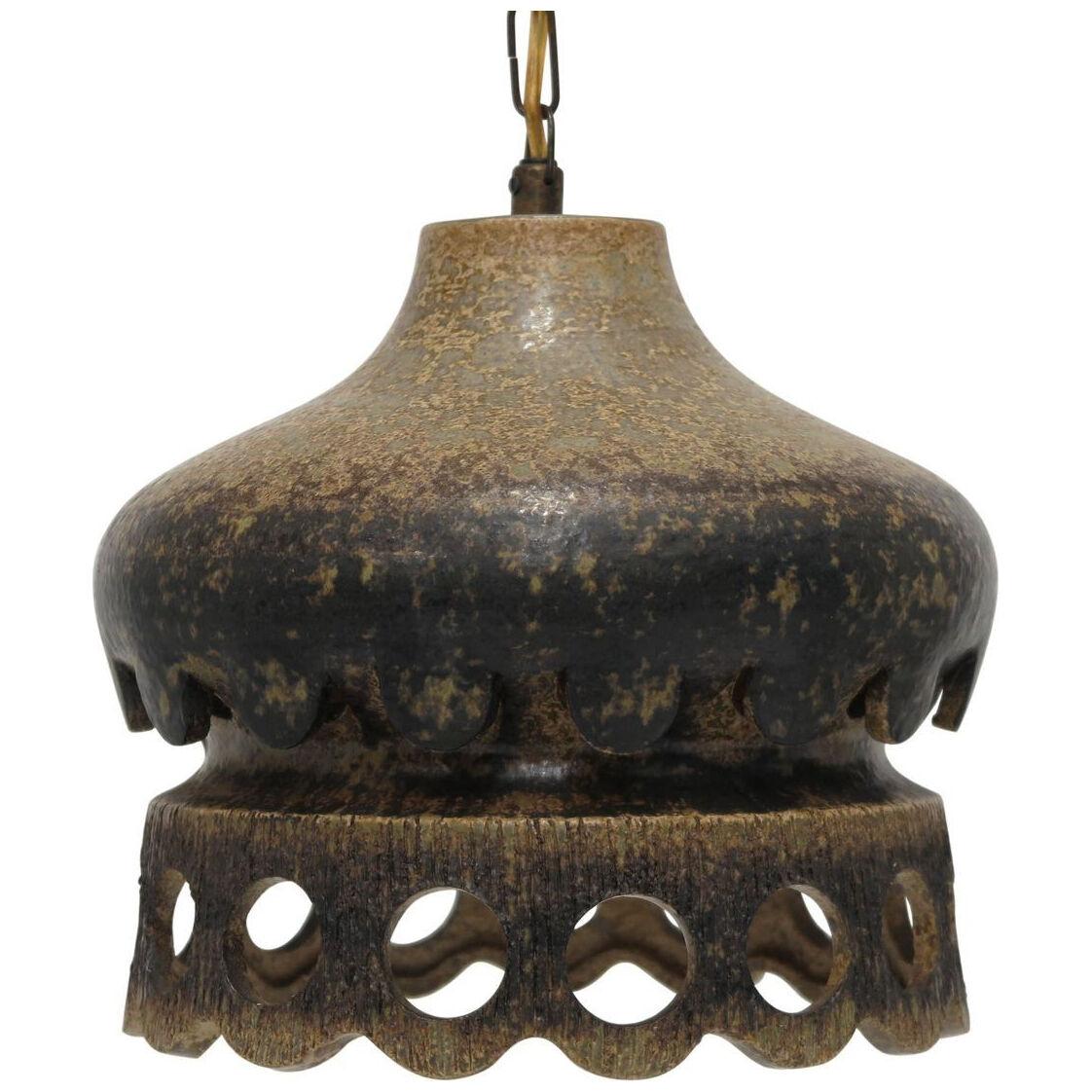 Mid-century Danish Ceramic Hanging Pendant Light