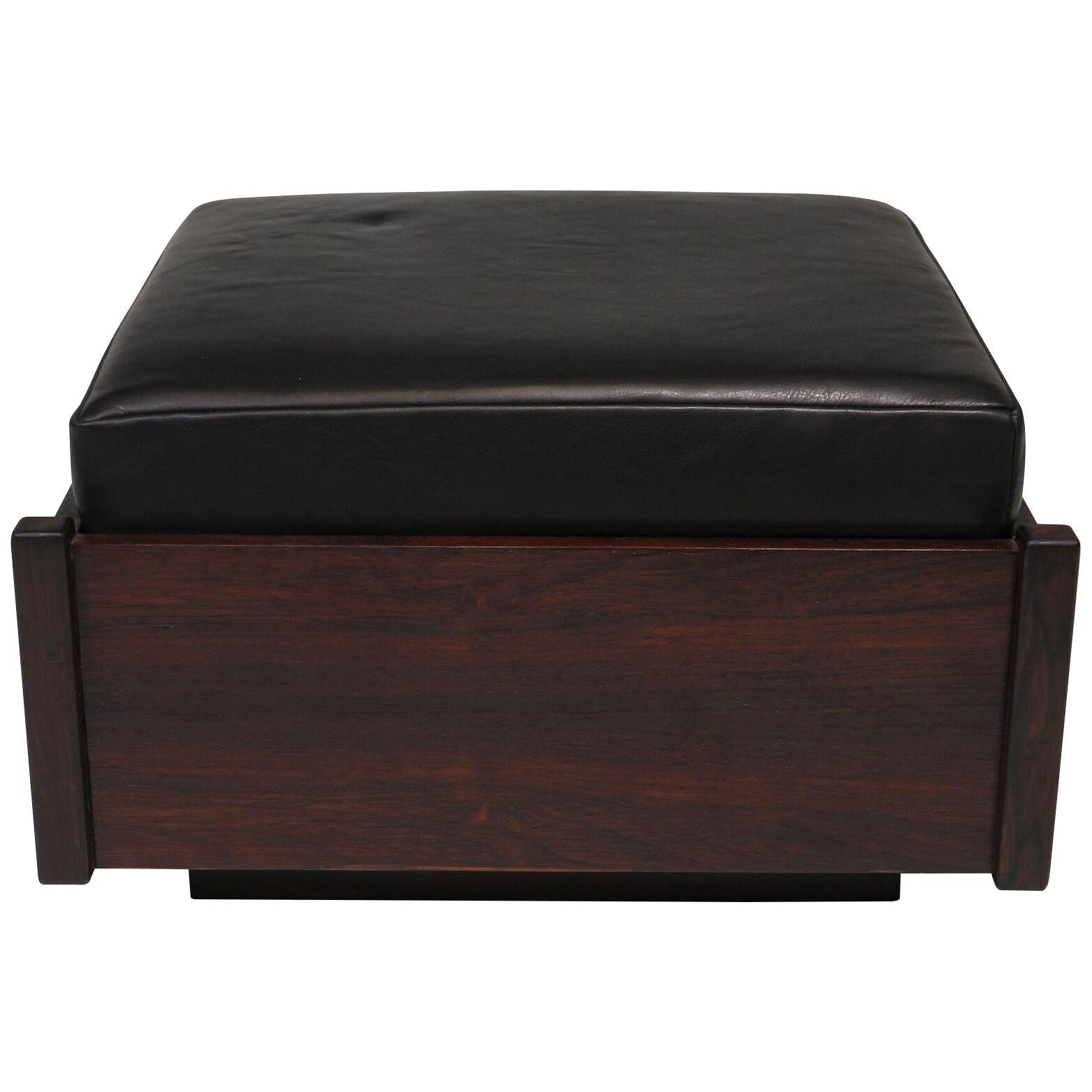 Celina Decoracoes Rosewood Leather Bench with Storage