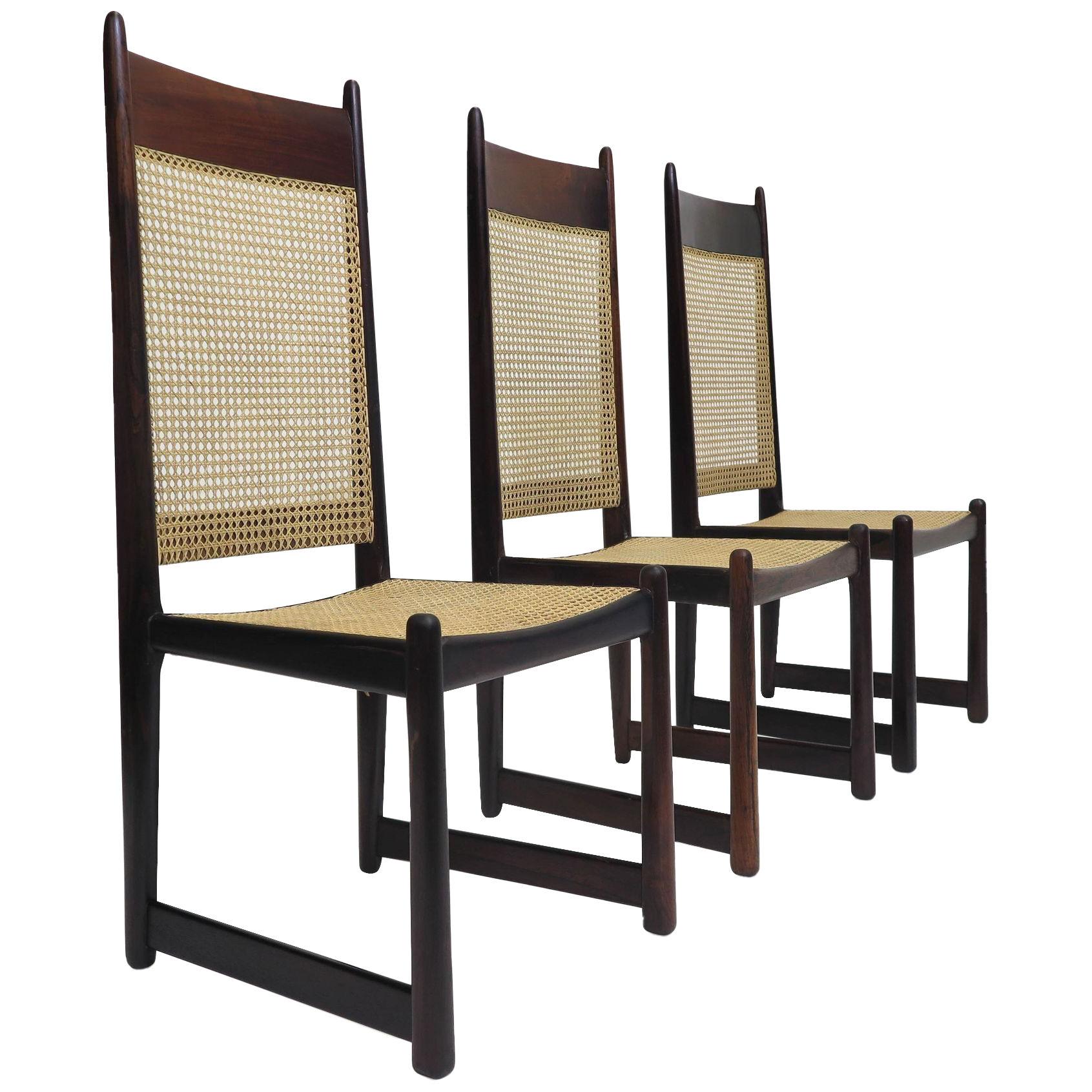 Highback Rosewood and Cane Dining Chairs