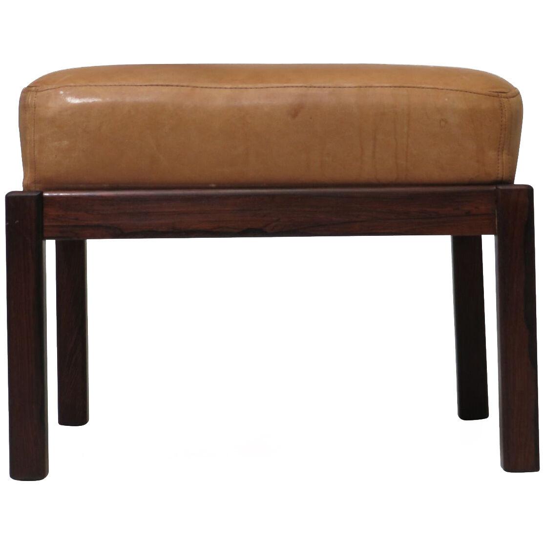 Rosewood Ottoman Bench in Leather