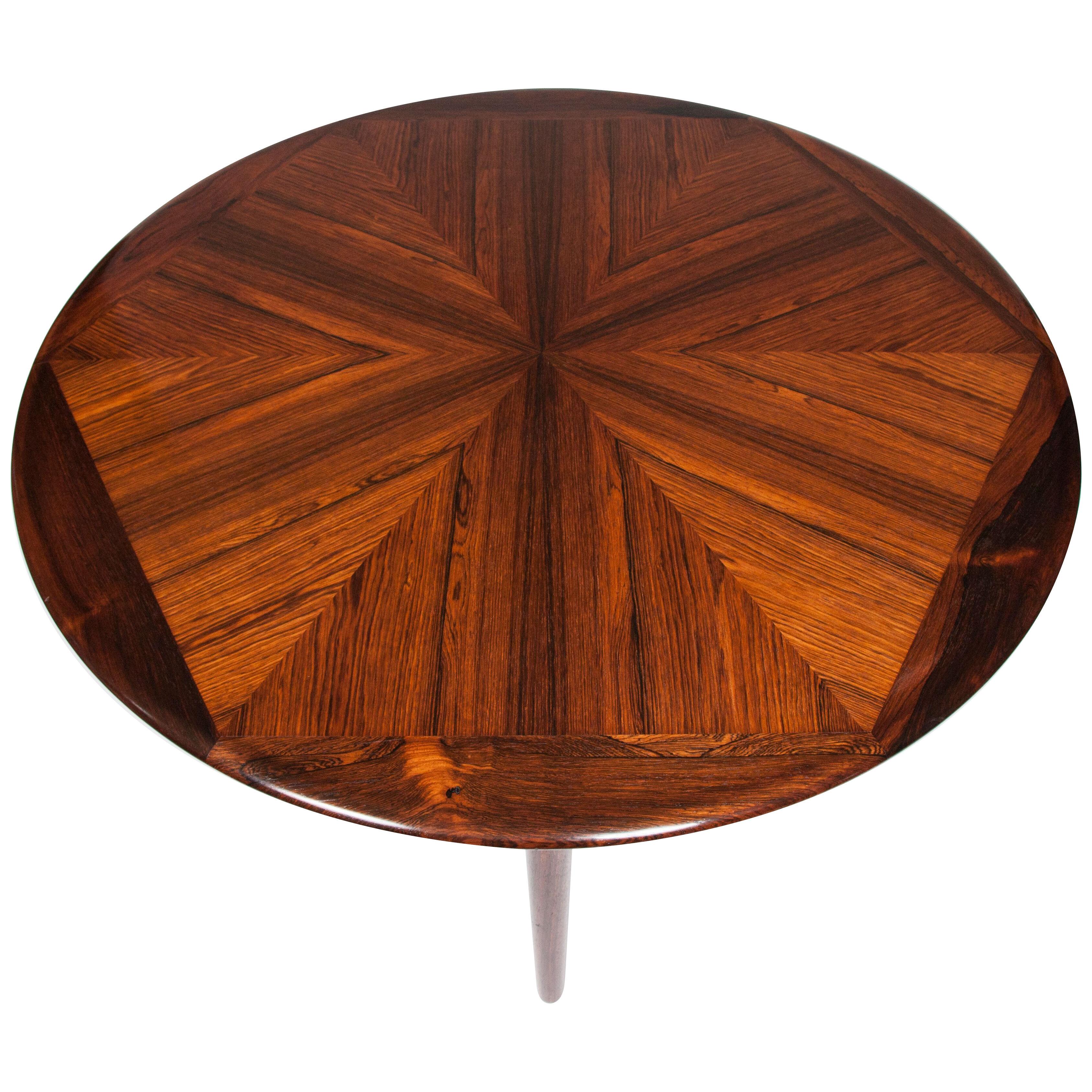 Circular rosewood low table designed by Henry Klein
