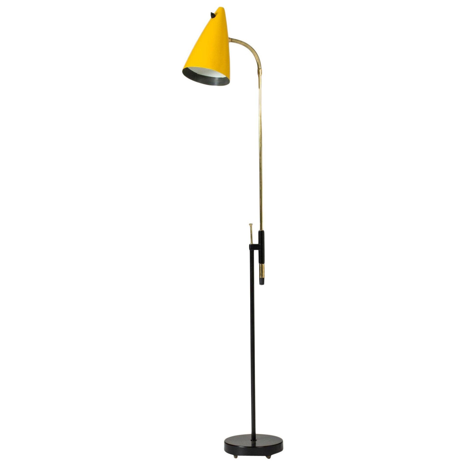 Midcentury Brass & Lacquered Metal Floor Lamp from Falkenbergs Belysning, 1950s