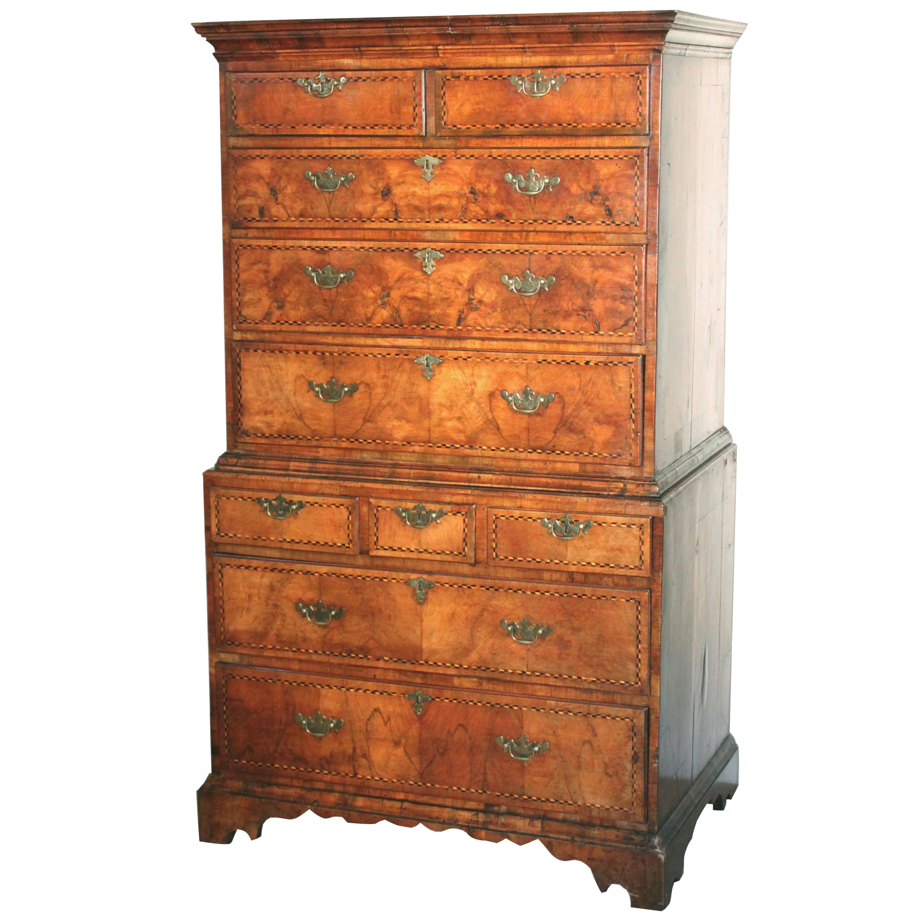 Early 18th Century Walnut Tallboy or Chest on Chest
