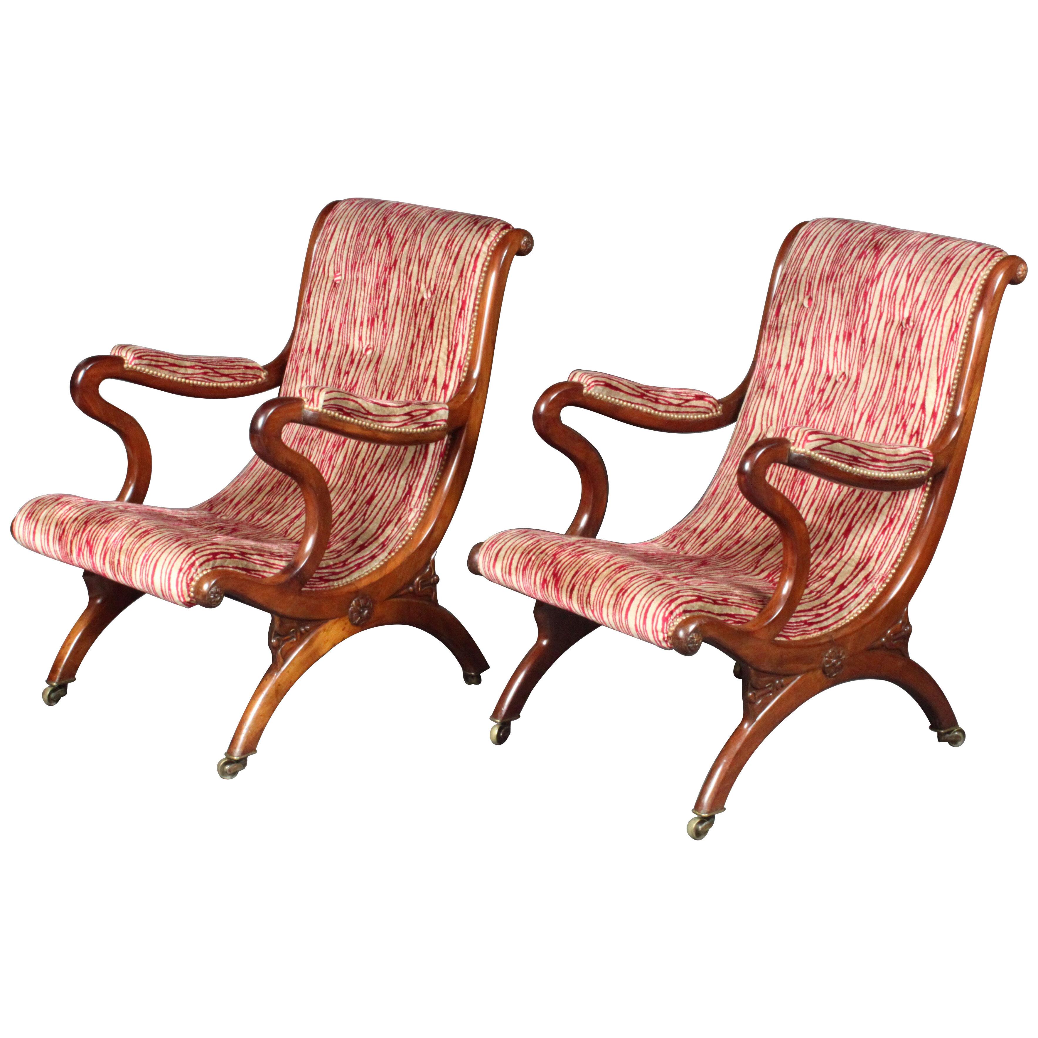 Regency Pair of Armchairs after a Design by Loudon