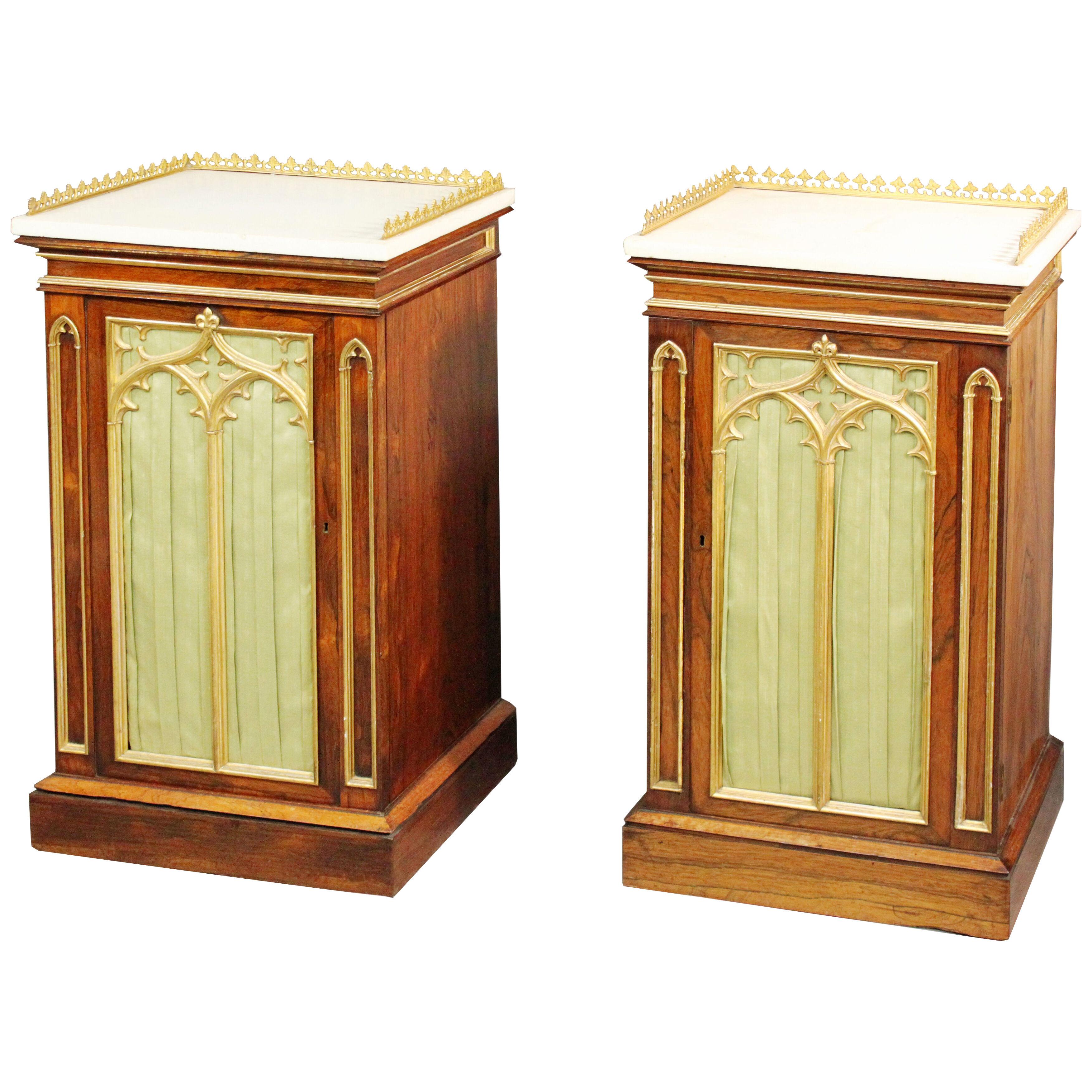 Pair of Regency 'Gothic' Pedestal Cupboards