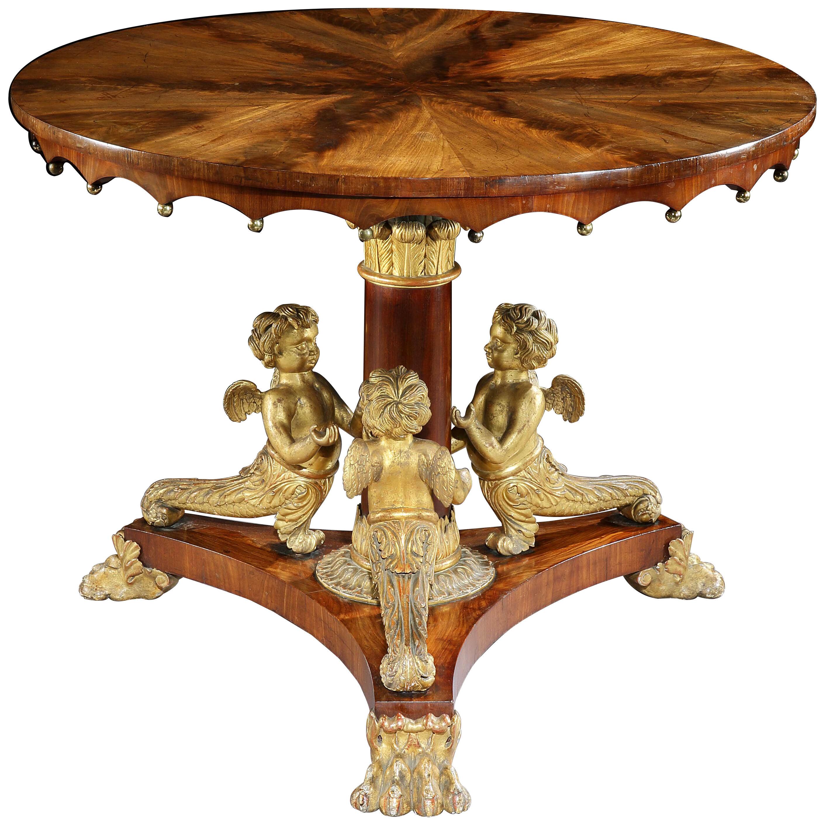 An Early 19th Century Mahogany and Carved Gilt Centre Table