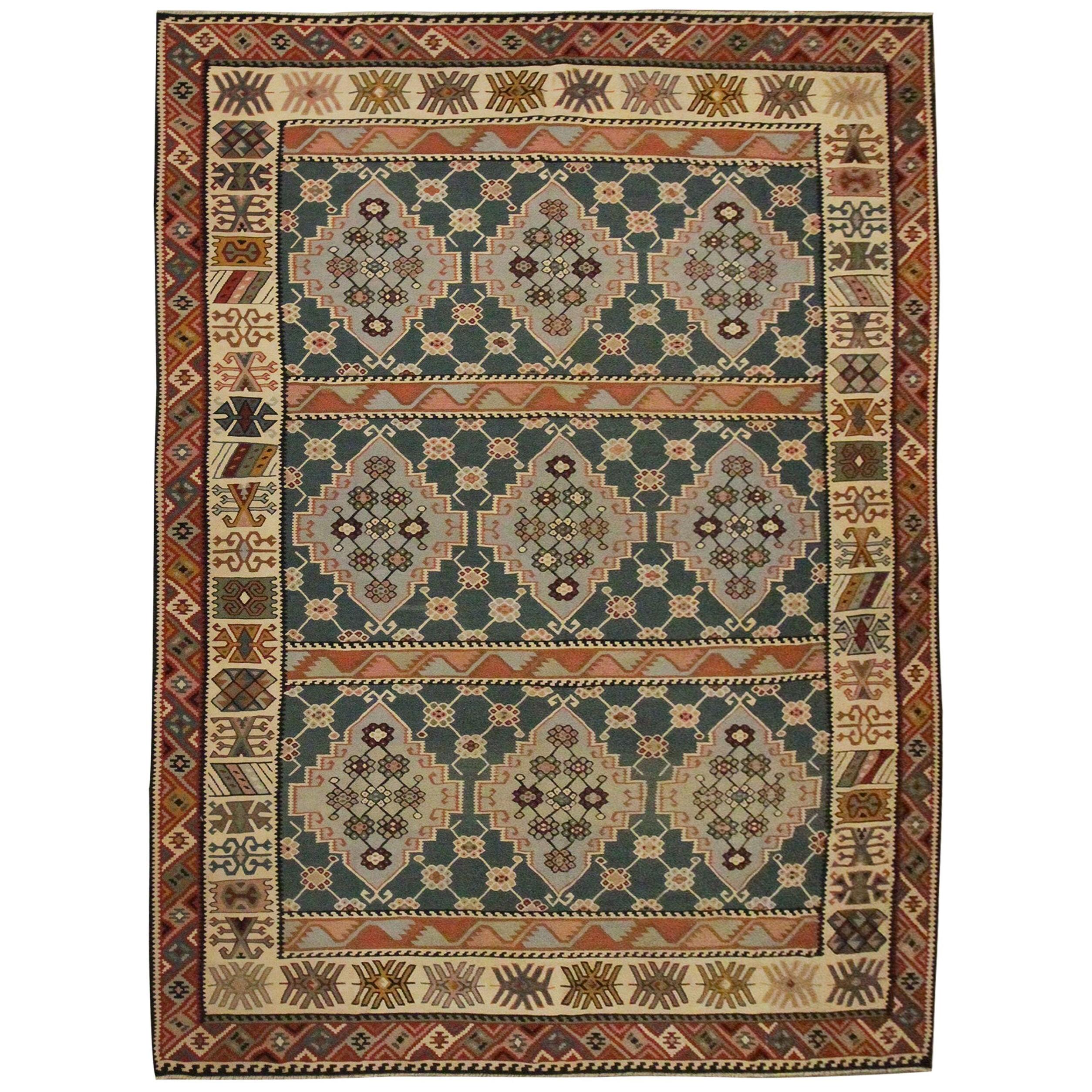 Antique Rugs Handwoven Kilim Oriental Geometric Flat-weave Rug- 270x360cm 