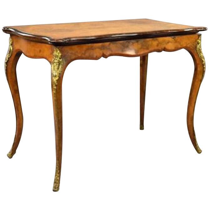 Victorian Burr Walnut Card Table Attributed to Gillow