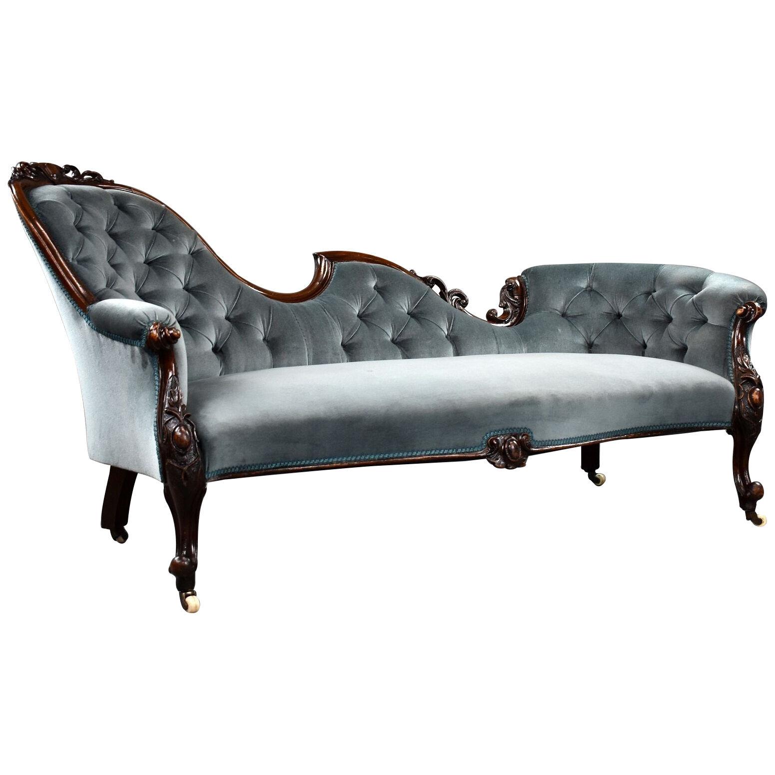 Victorian Mahogany Carved Chaise Lounge