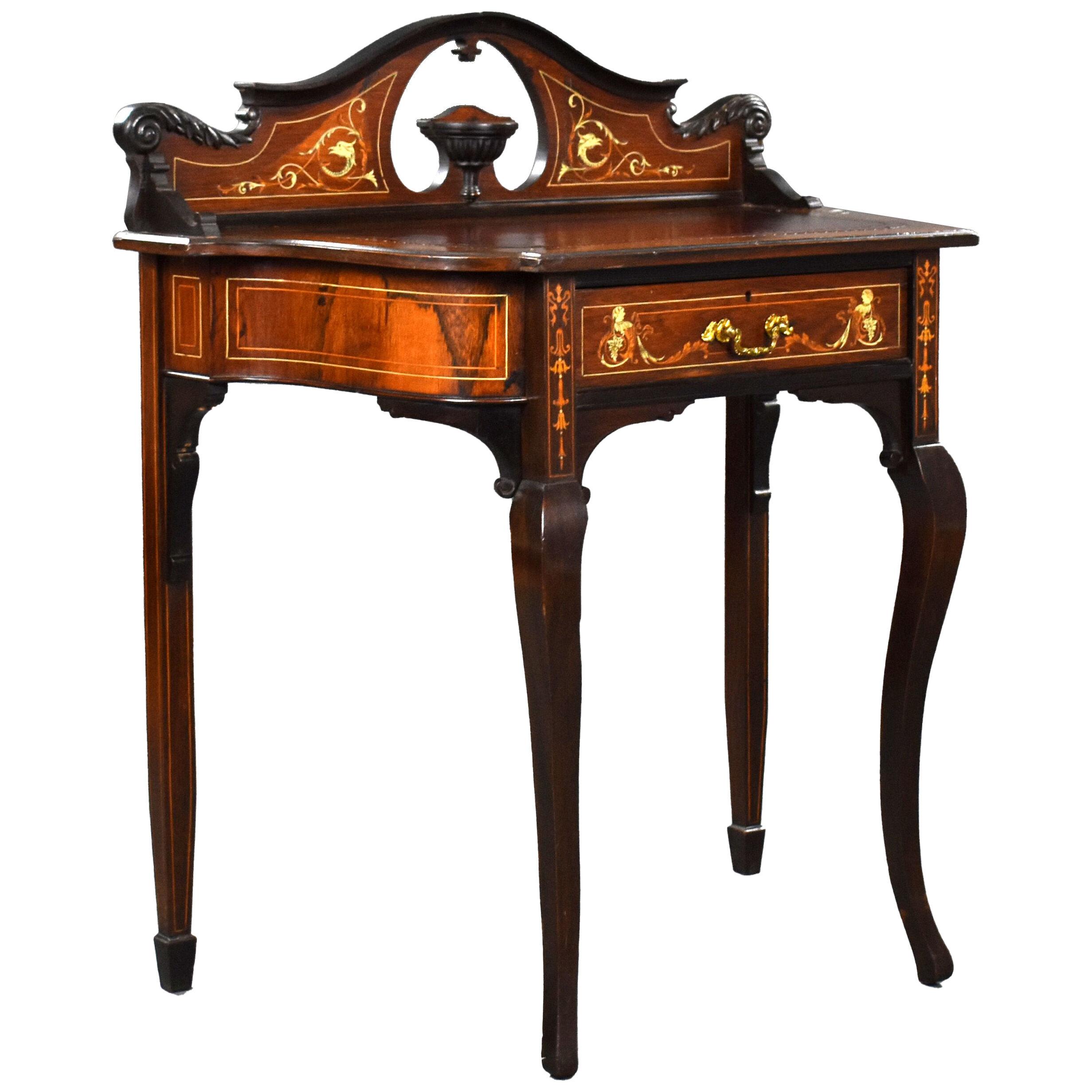 Victorian Rosewood Inlaid Ladies Writing Table
