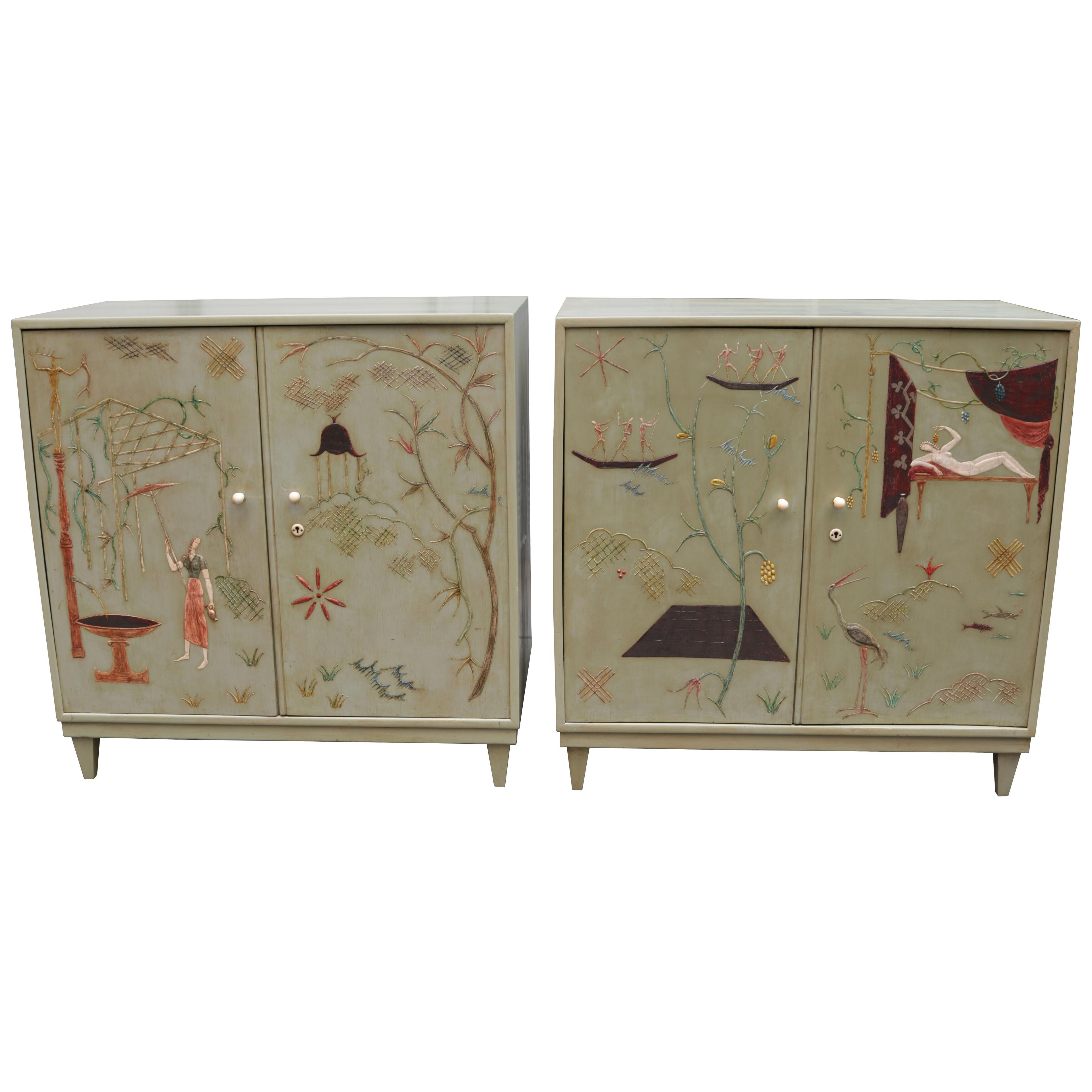 PAIR OF PAINTED CABINETS IN THE MANNER OF GIO PONTI