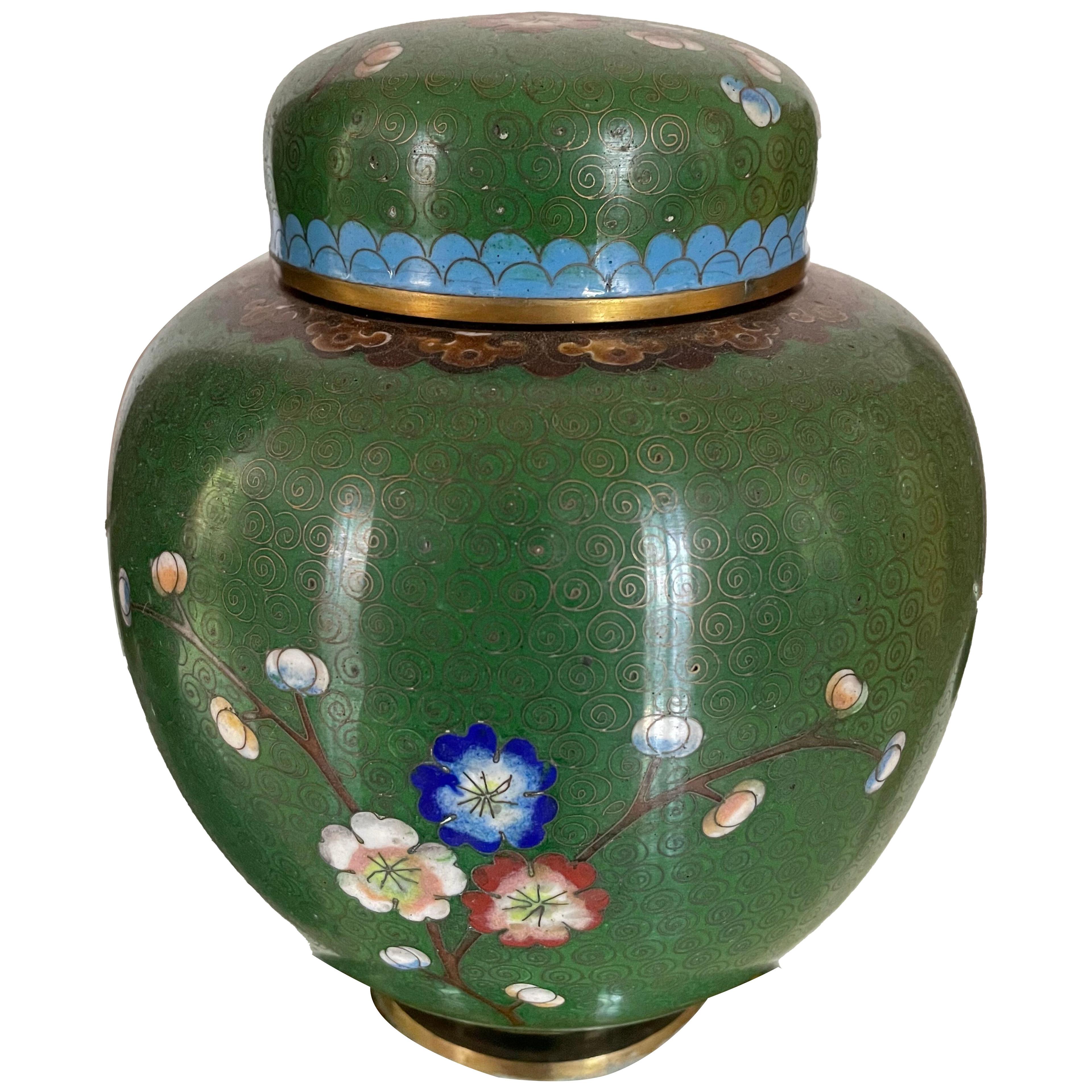 Green Japanese ceramic vase 