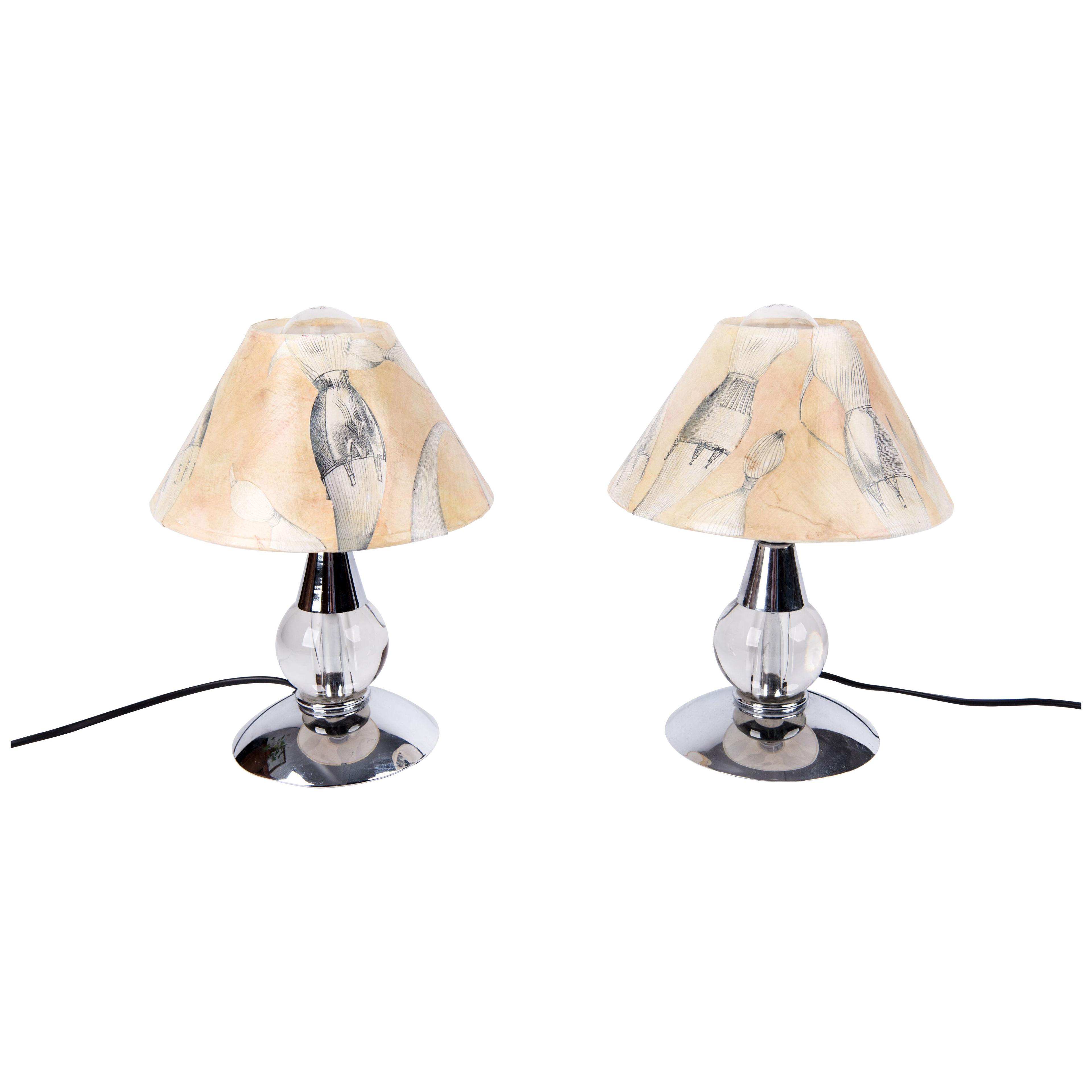 Pair of art-deco table lamps in metal