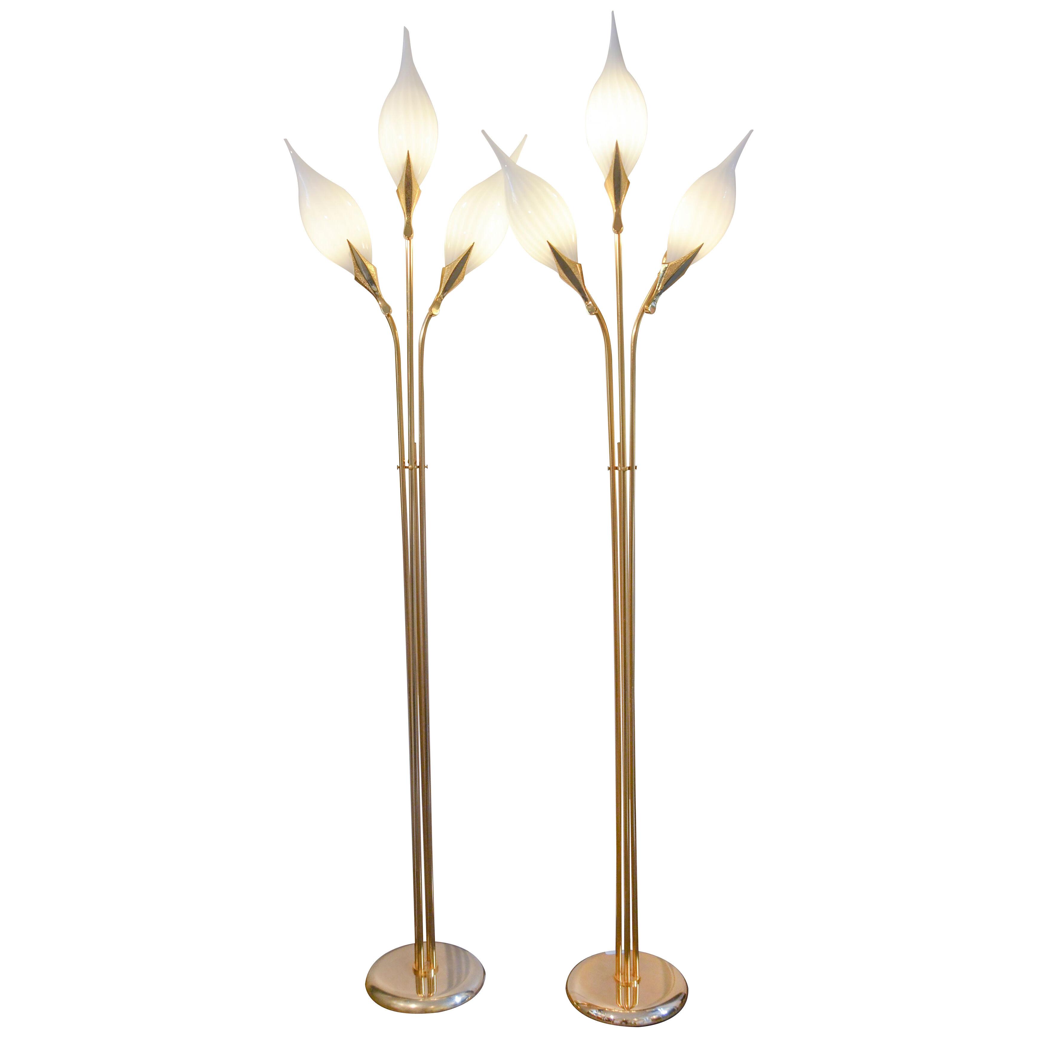 Pair of Franco Luce brass floor lamps for Seguso