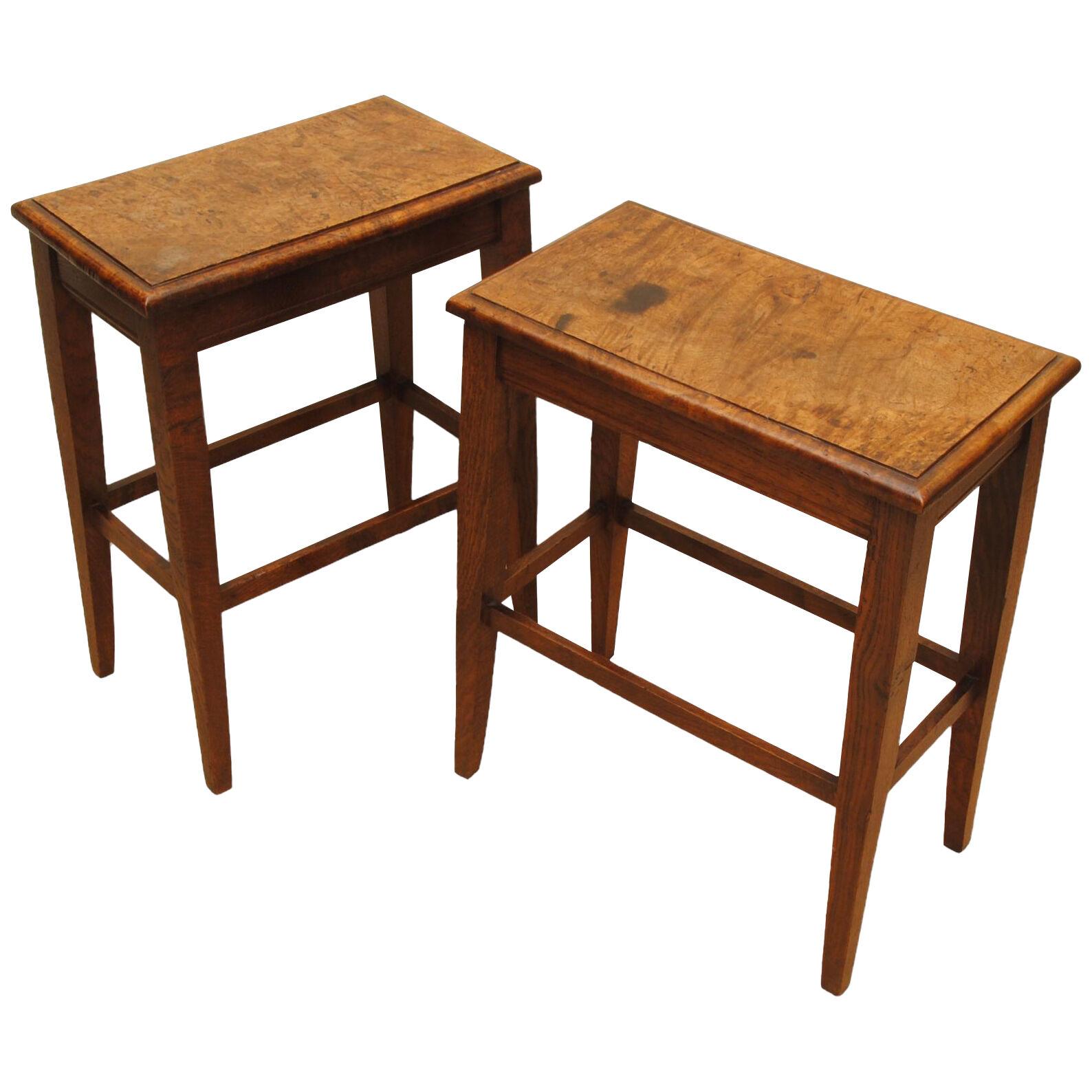 A PAIR OF LATE 18TH CENTURY OAK STOOLS