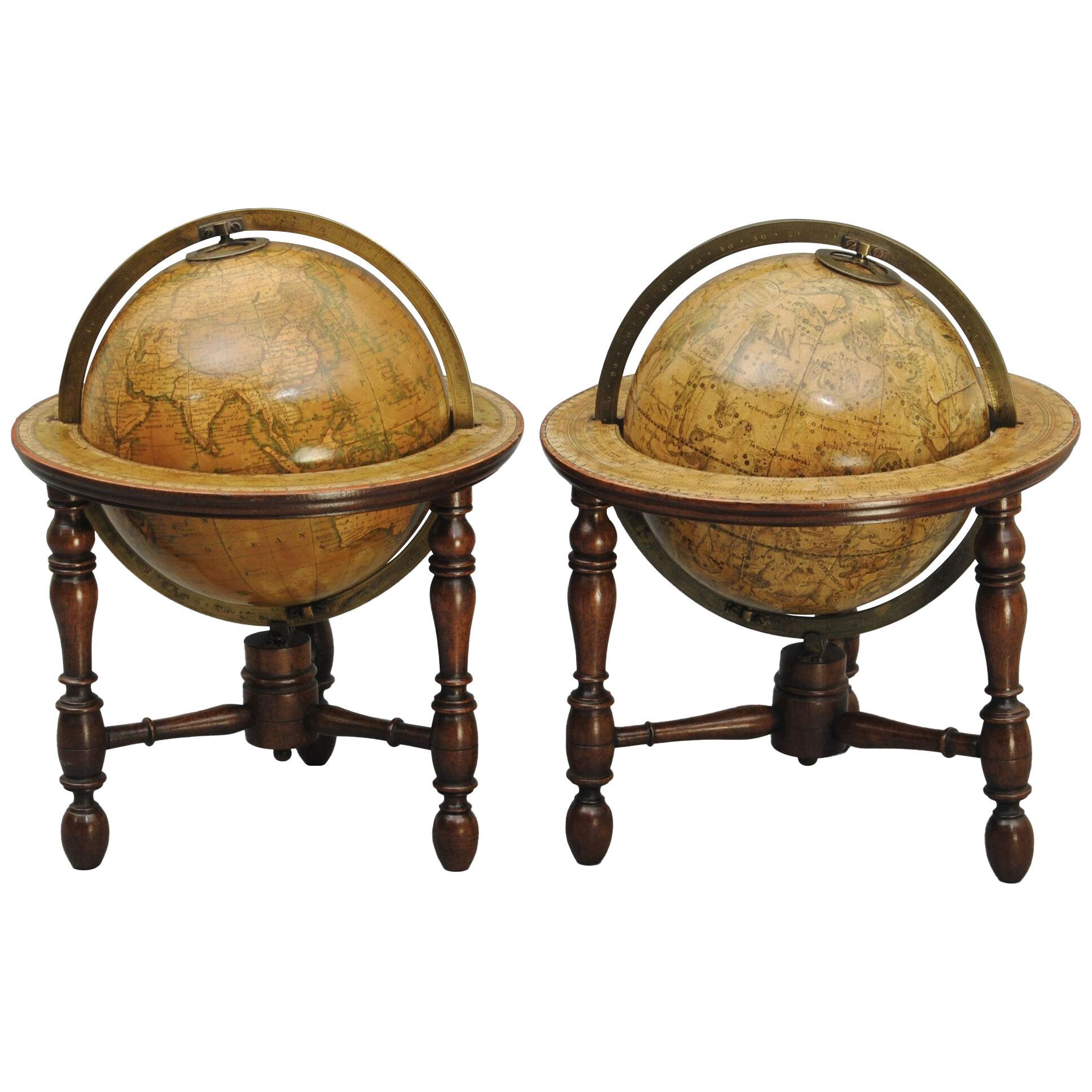 EARLY 19TH CENTURY PAIR OF 6”NEWTON TABLE GLOBES