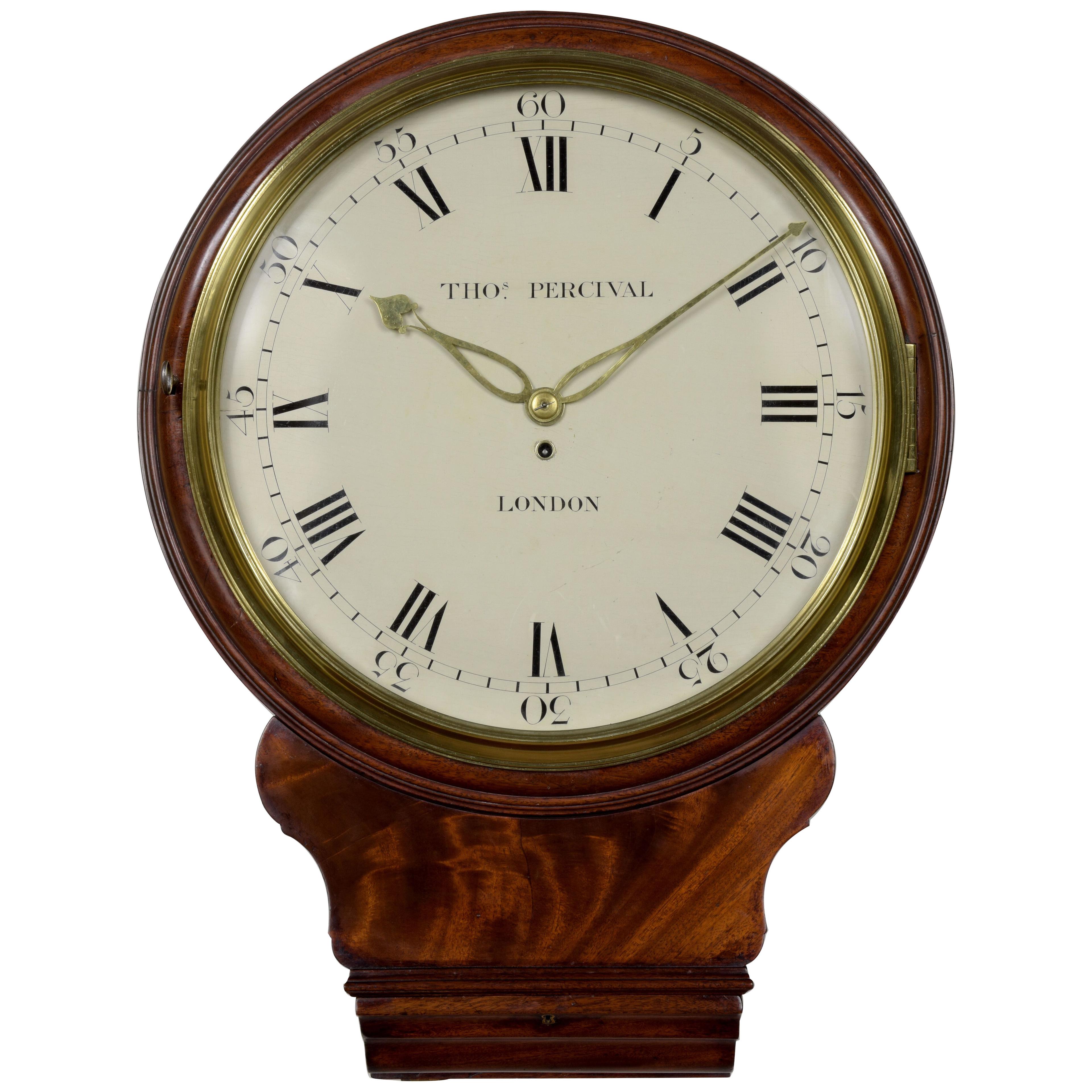 THOS. PERCIVAL, London. AN EARLY 19TH CENTURY DROP DIAL WALL CLOCK.