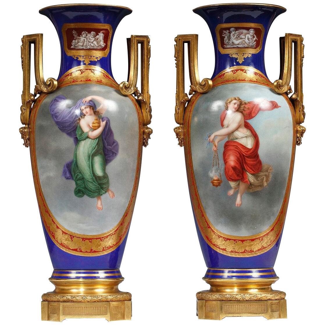 Pair of Porcelain Vases Attributed to the Manufacture of Berlin, Germany, 19th C