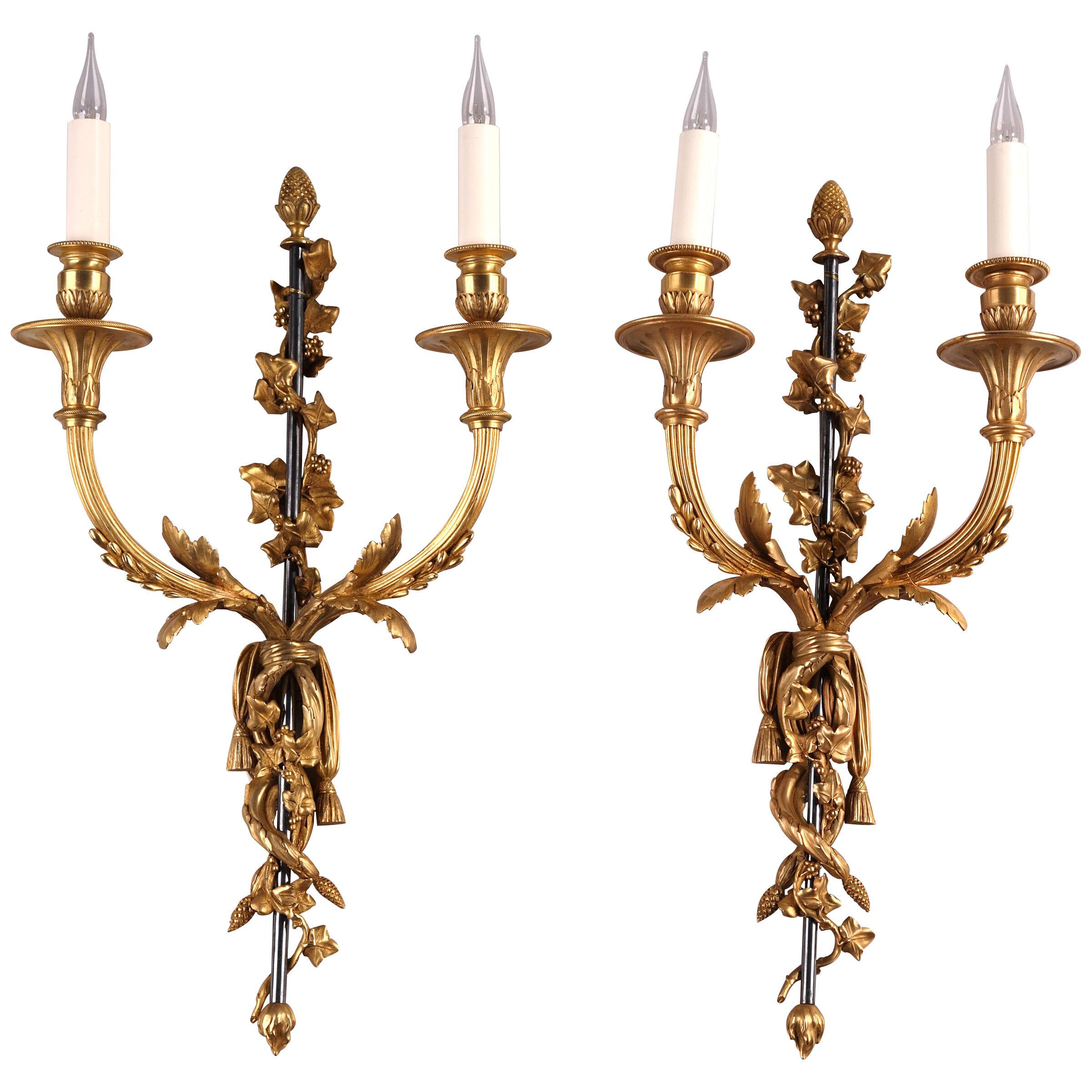 Pair of Louis XVI Style Wall-Lights Attributed to H. Vian, France, Circa 1880