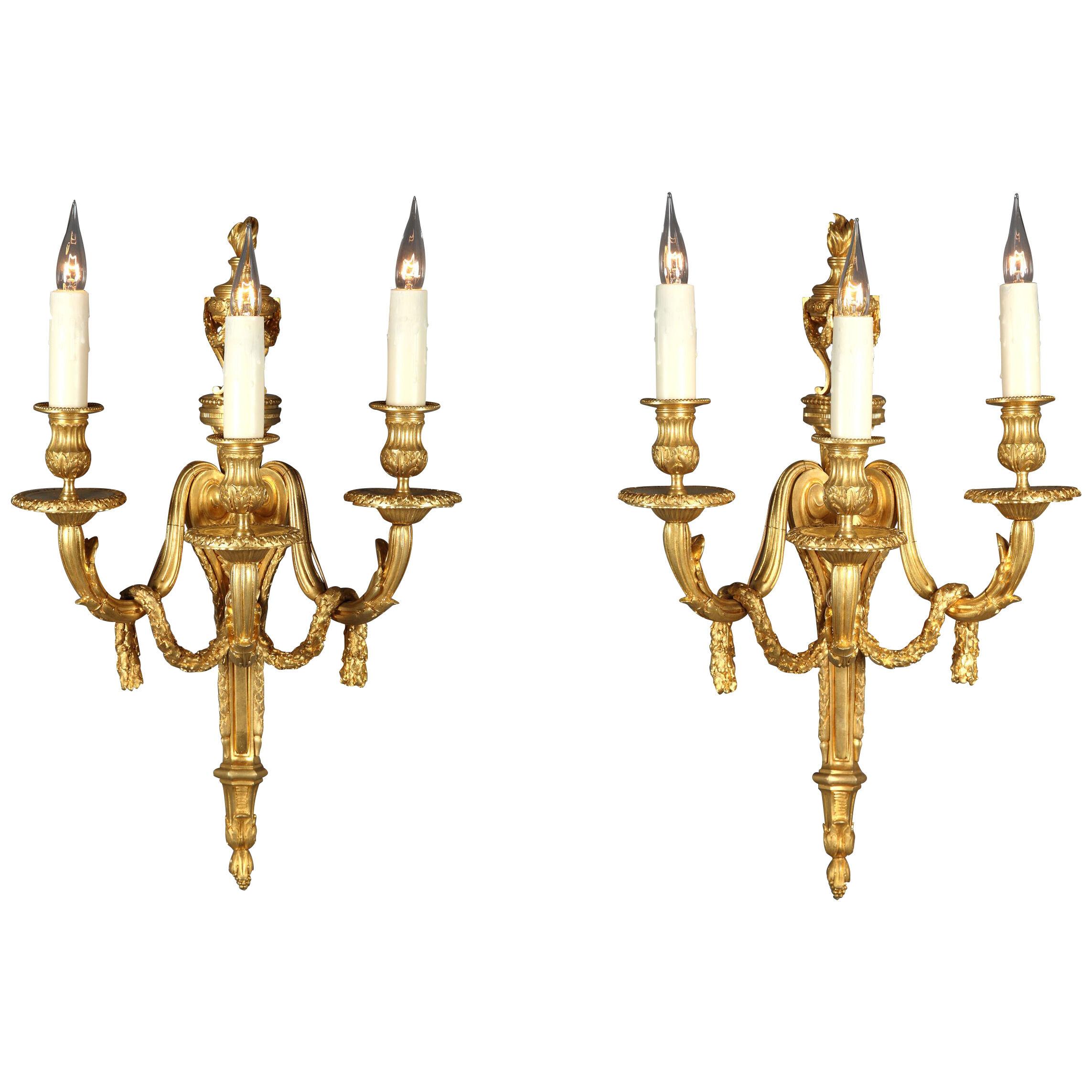 Fine Pair of Louis XVI Style Wall-Lights After J-C Delafosse, France, Circa 1880