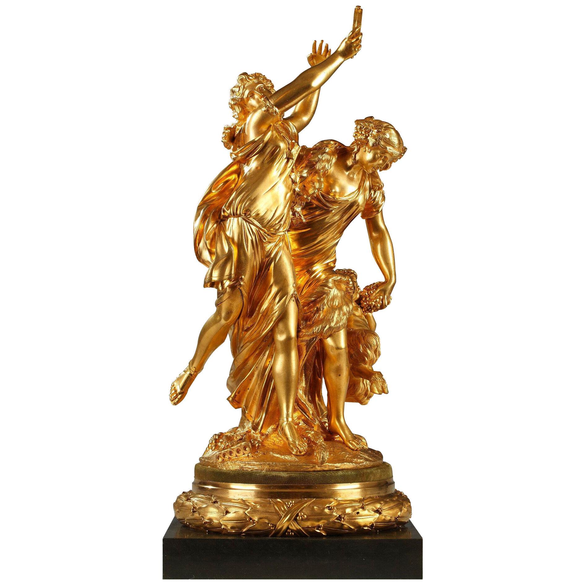 Gilded Bronze "Bacchanal" Group After Clodion, France, Circa 1880