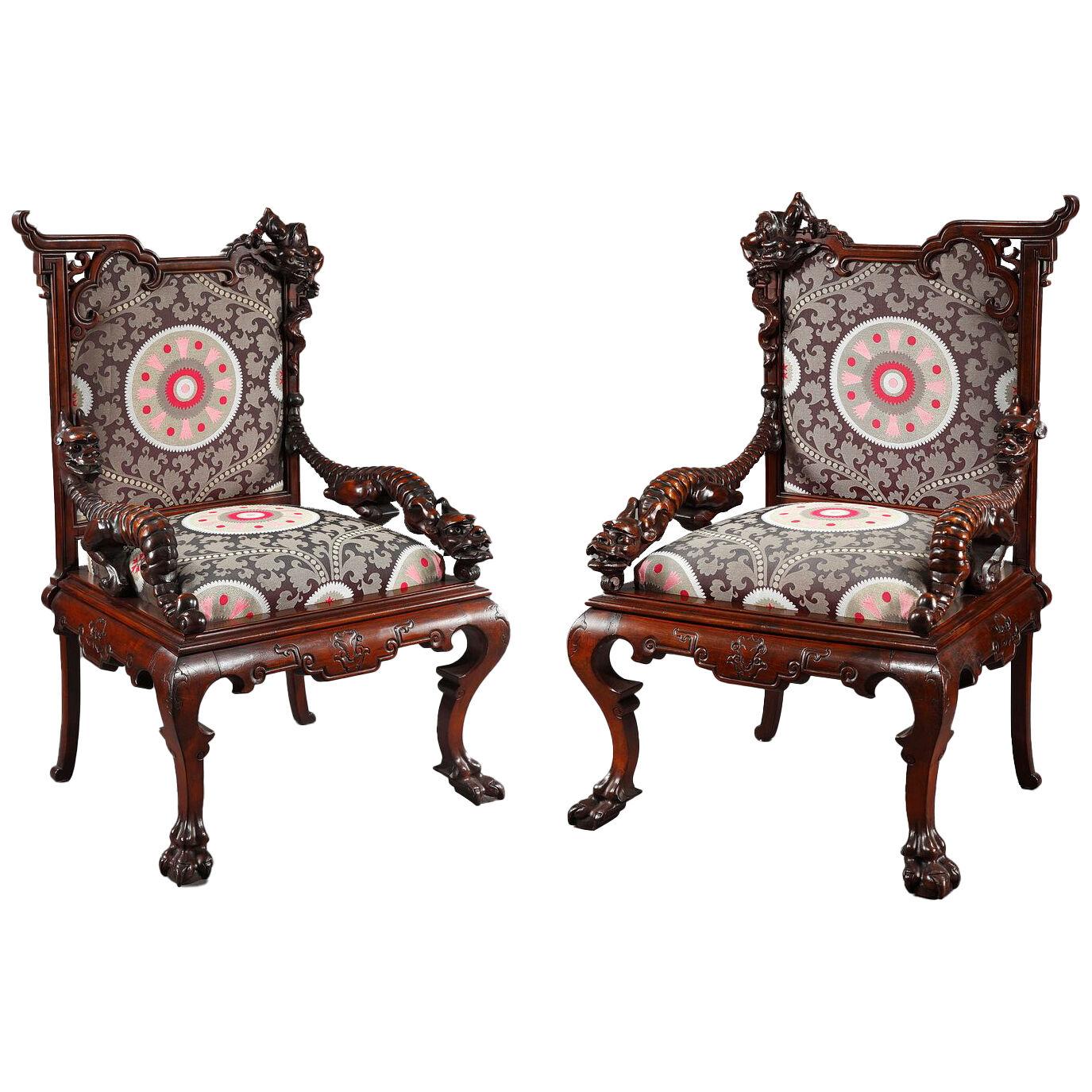 Pair of Aesthetic Movement Armchairs Attributed to G.Viardot, France, Circa 1880