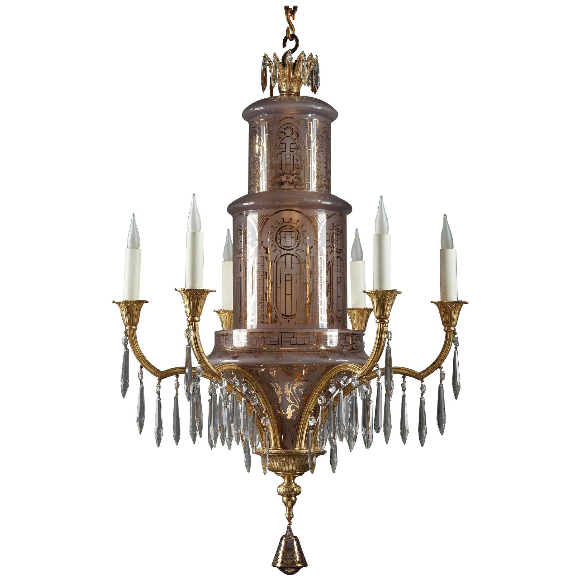 Orientalist Crystal and Gilded Bronze Chandelier, France, Circa 1900