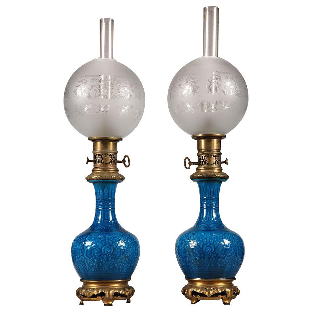Pair of Orientalist Lamps Signed ThD, France, Circa 1875
