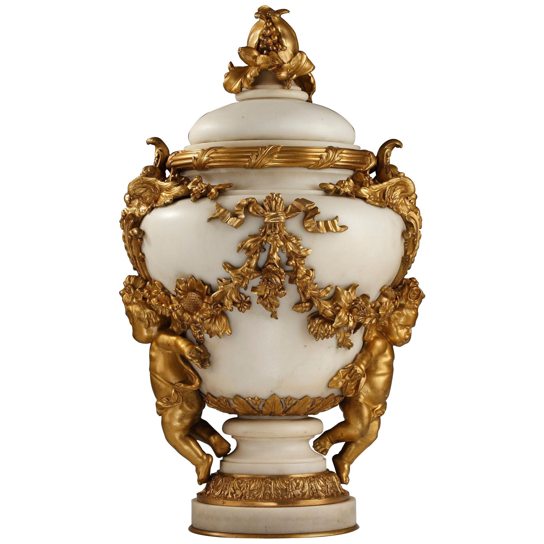 Elegant Marble Covered Urn Attributed to E. Cornu, France, Circa 1880