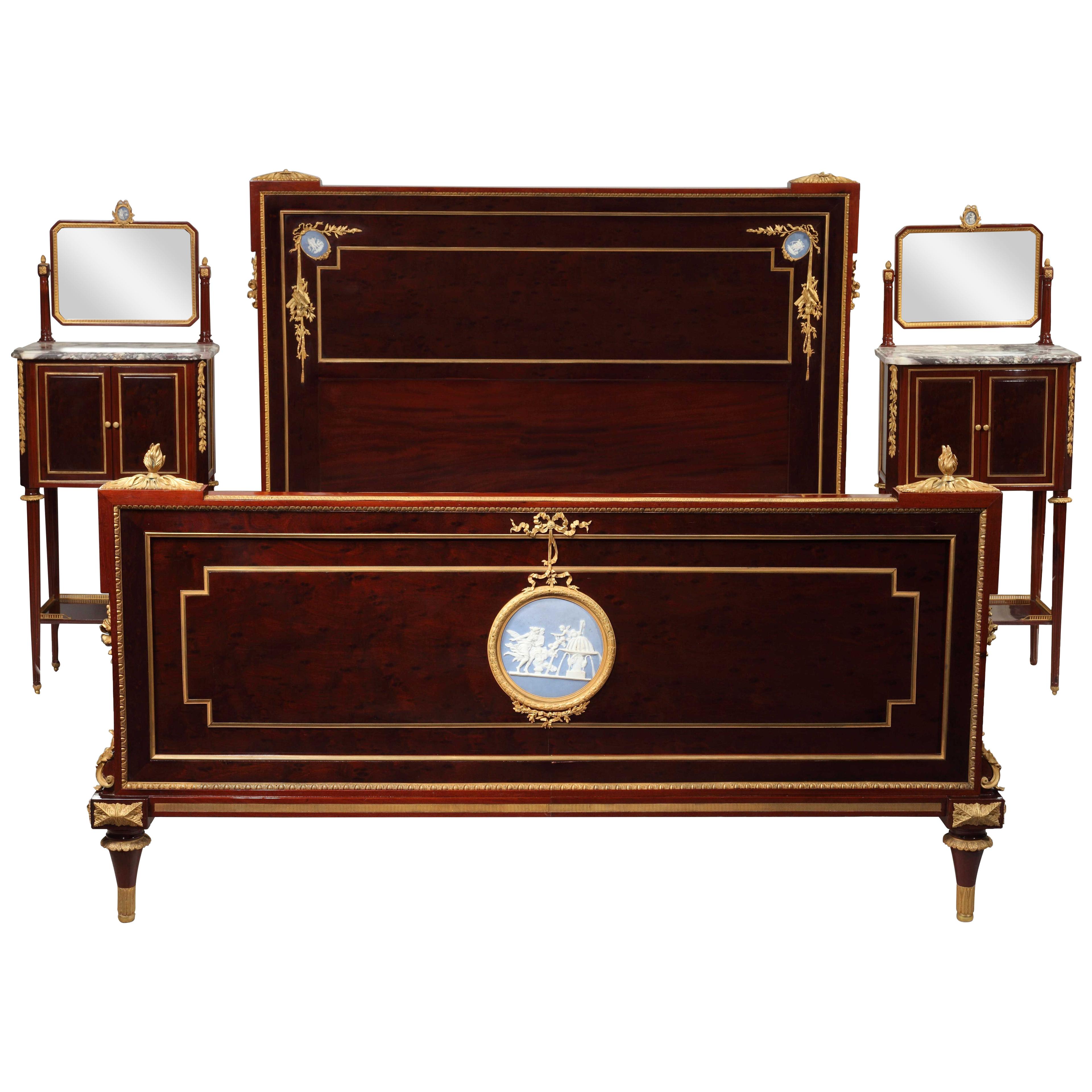 Four-Pieces Bedroom Set Attributed to A. Krieger, France, Circa 1880