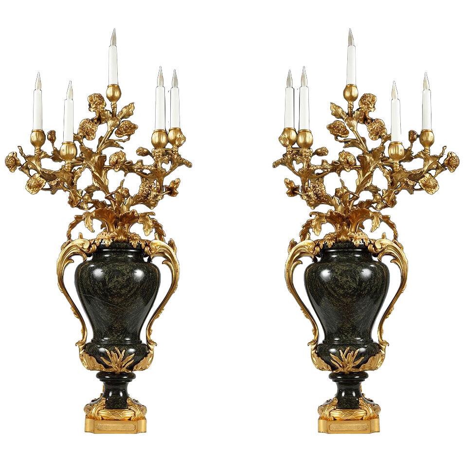 Pair of Louis XVI Style Candelabras Attr. to Maison Millet, France, Circa 1880