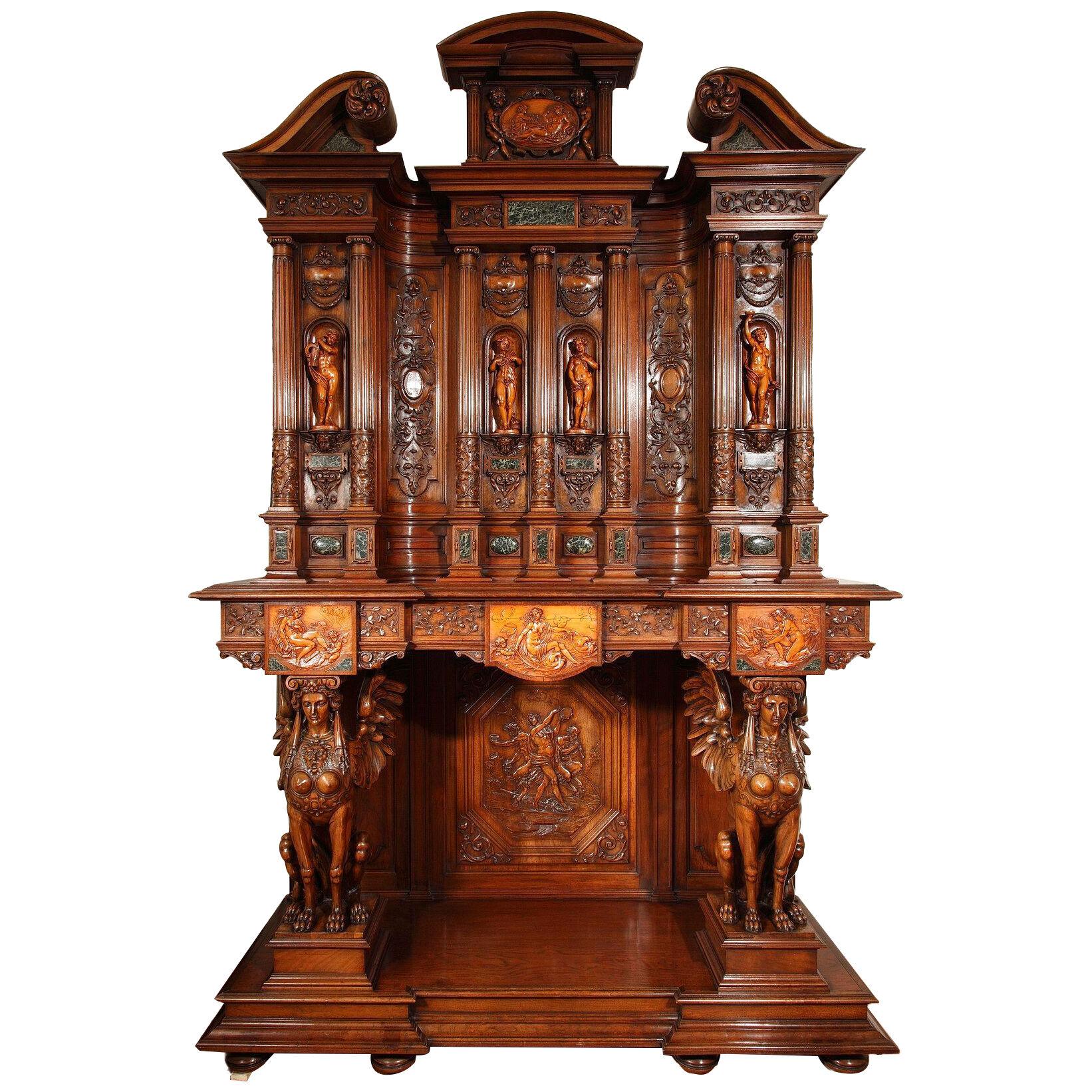 Renaissance Style "Four Seasons" Cabinet by M. Lerolle, France, Circa 1890