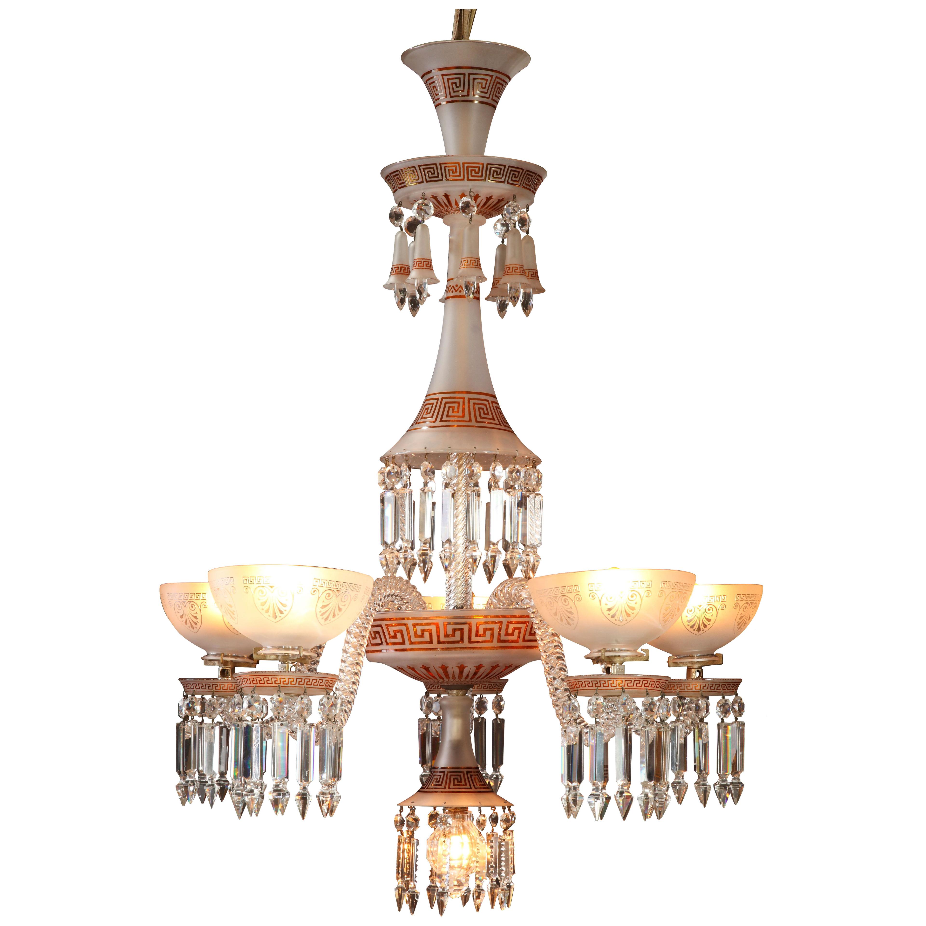 Neo-Greek Opaque Crystal Chandelier Attributed to Baccarat, France, Circa 1890
