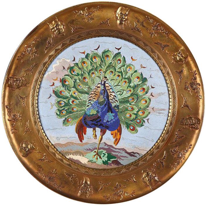 Aesthetic Movement Enameled Plate Attributed to Elkington and A. Willms, c. 1875