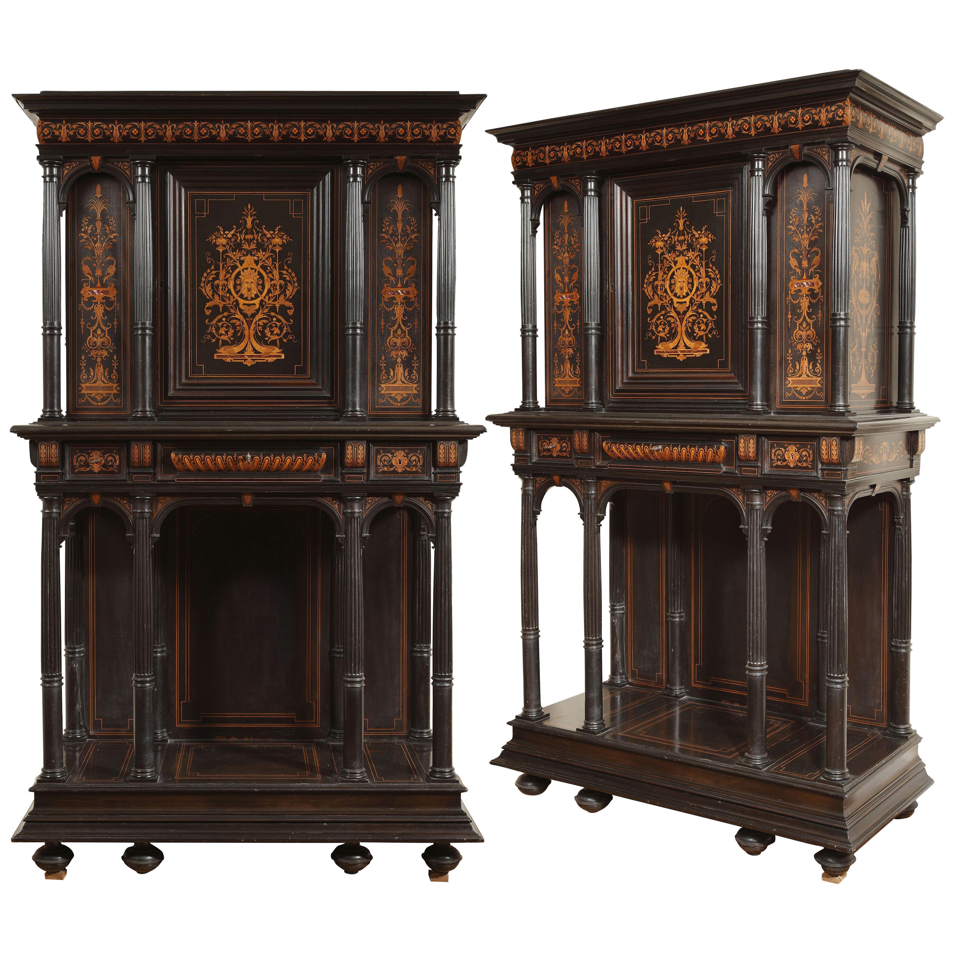 Rare Pair of Renaissance Revival Cabinet Attributed to F. Linke, France, c. 1880