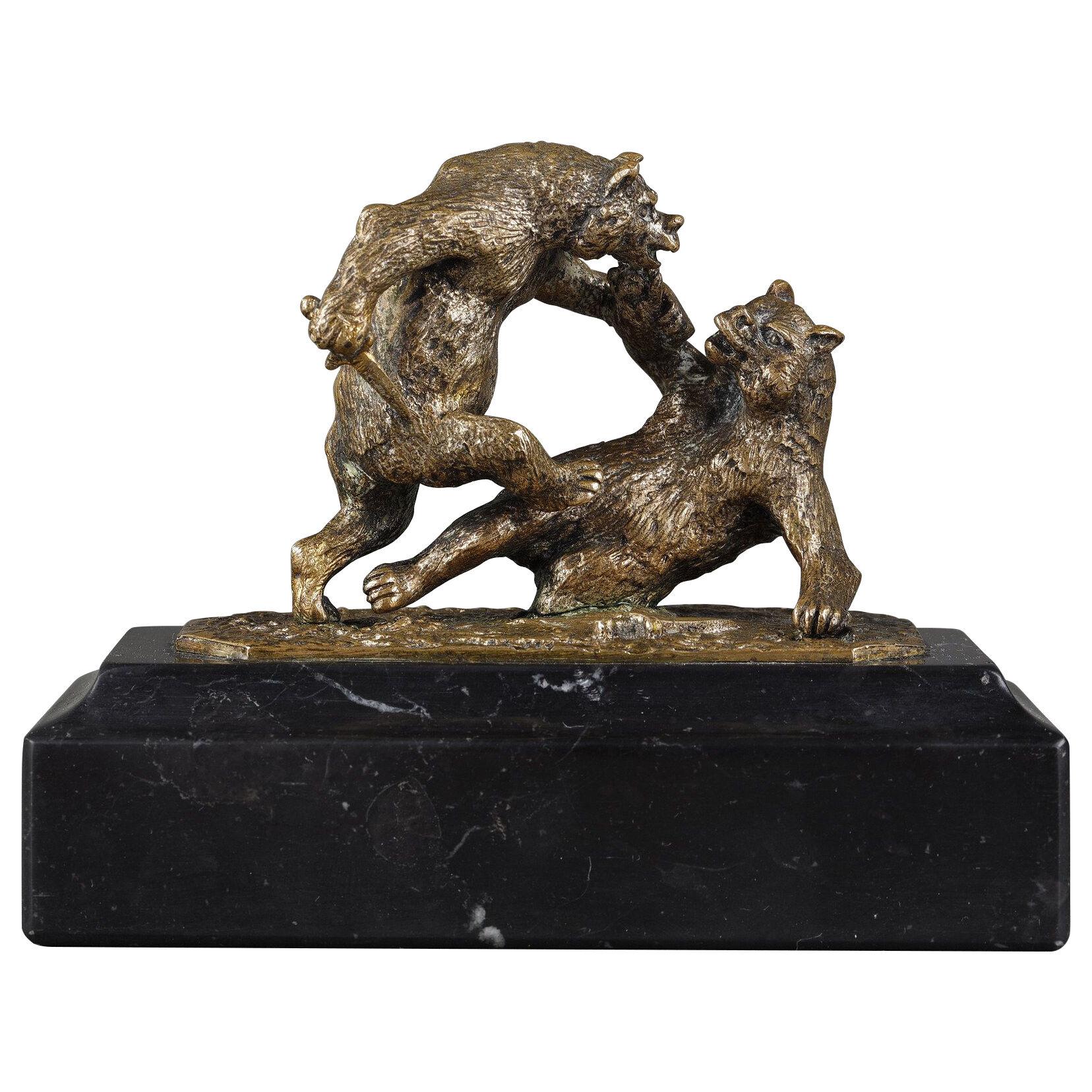 "The Bear Fight" Patinated Bronze Sculpture, Signed Fratin, France, Circa 1850