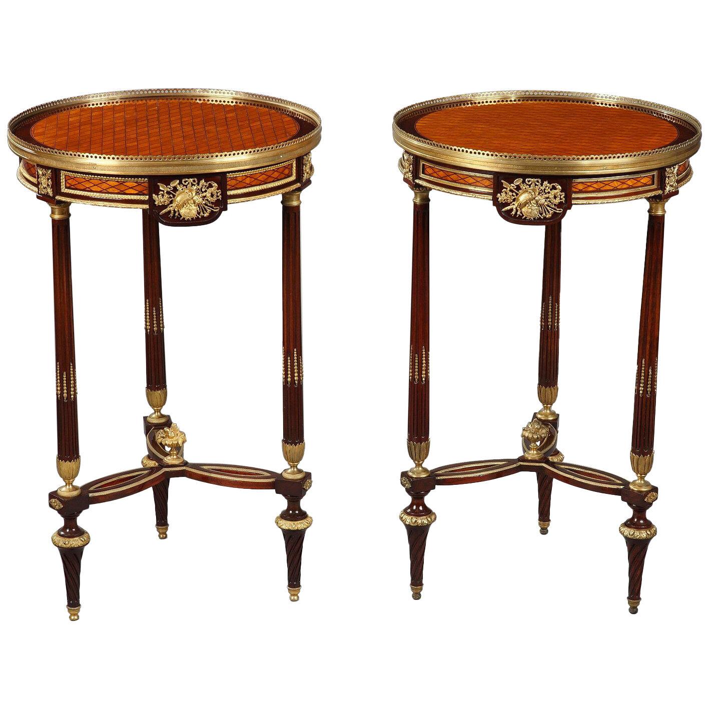 Pair of Louis XVI Style Gueridons Attributed to Krieger, France, circa 1880