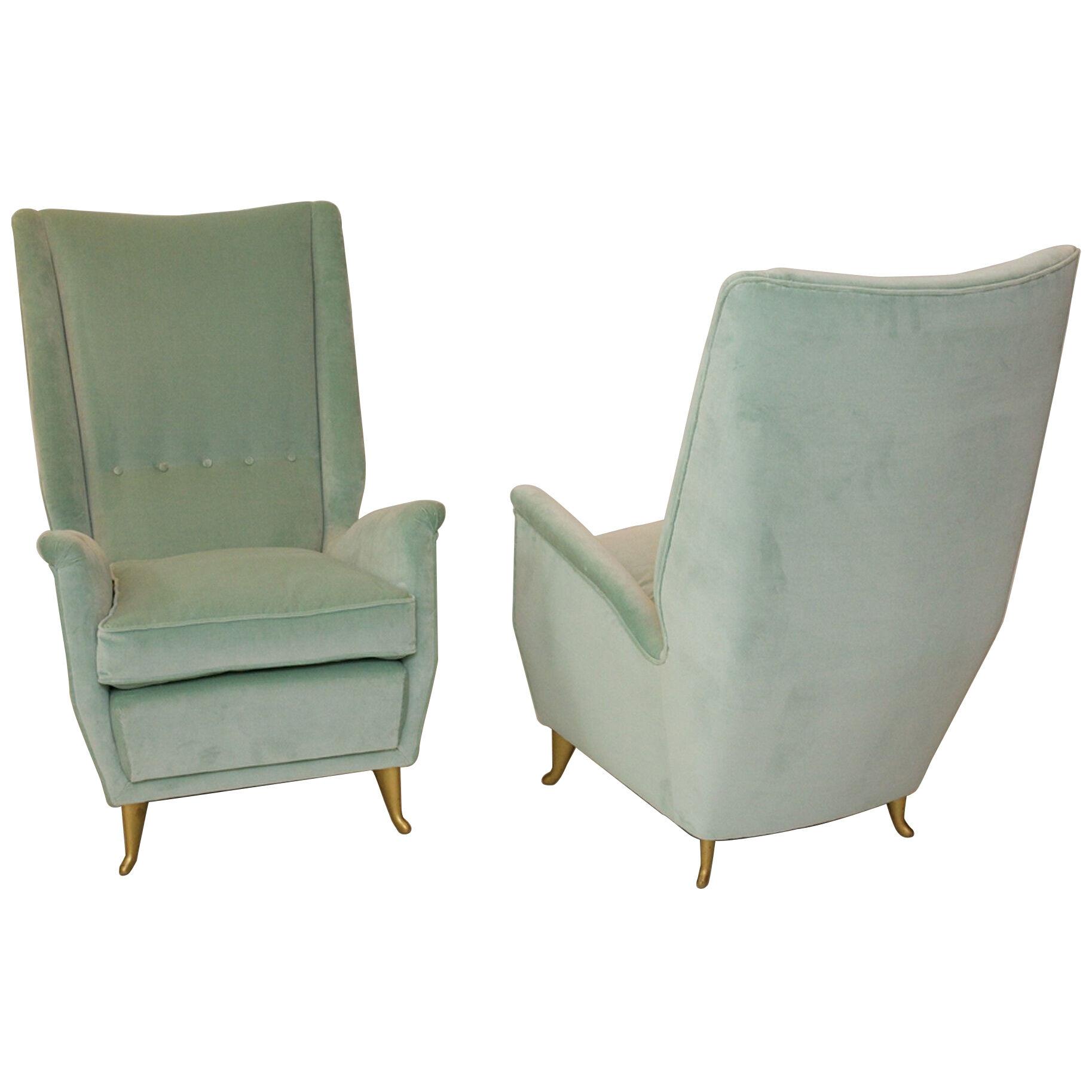Pair of Mid Century Modern armchairs by I.S.A. from a design by Gio Ponti