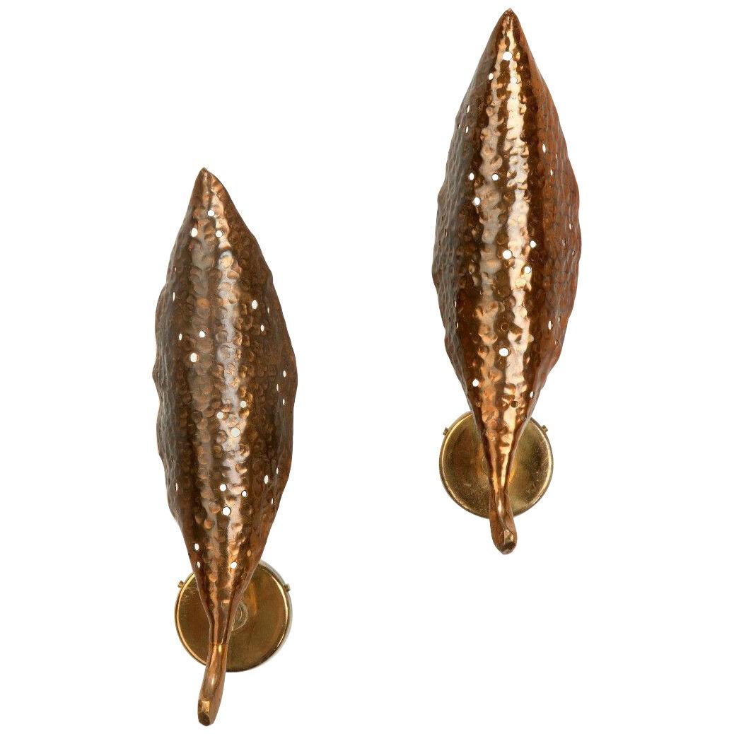 Pair of Mid Century bronzed wallights by Angello Lelli for Arredoluce.