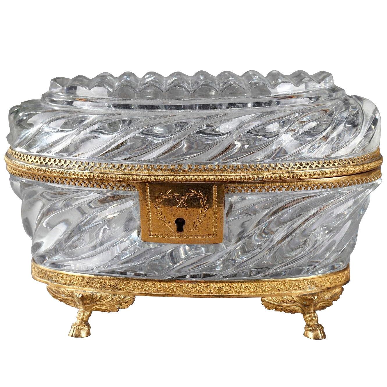 Charles X Cut-Crystal and Ormolu Antique Jewelry Box