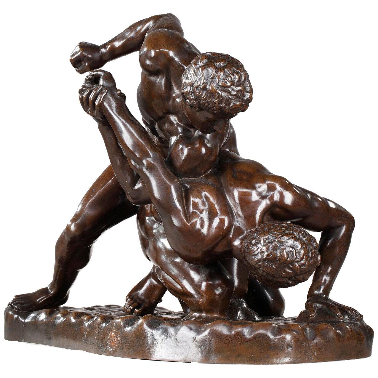 Bronze sculpture "The Wrestlers" after Philippe Magnier