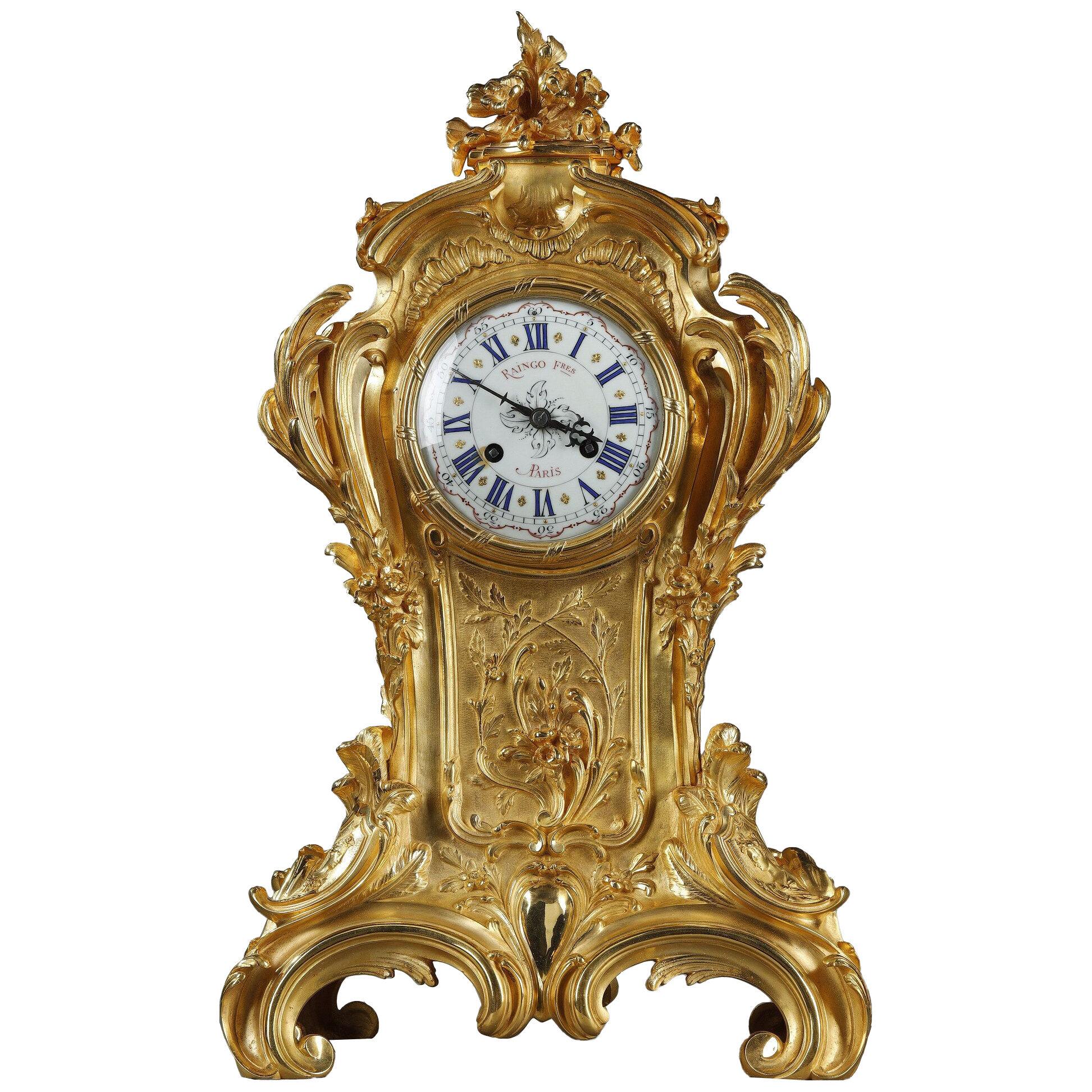Ormulu and chased bronze rocaille clock, Raingo frères