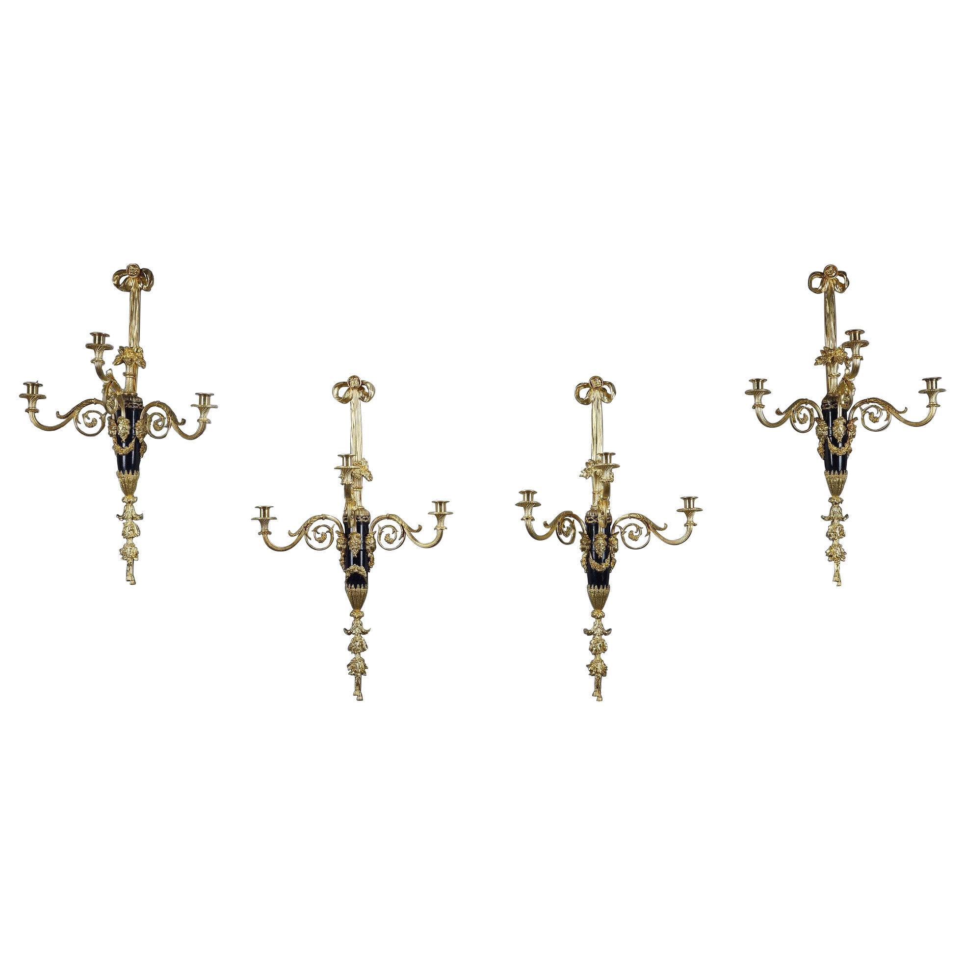 Set of four ormulu sconces in the Louis XVI style