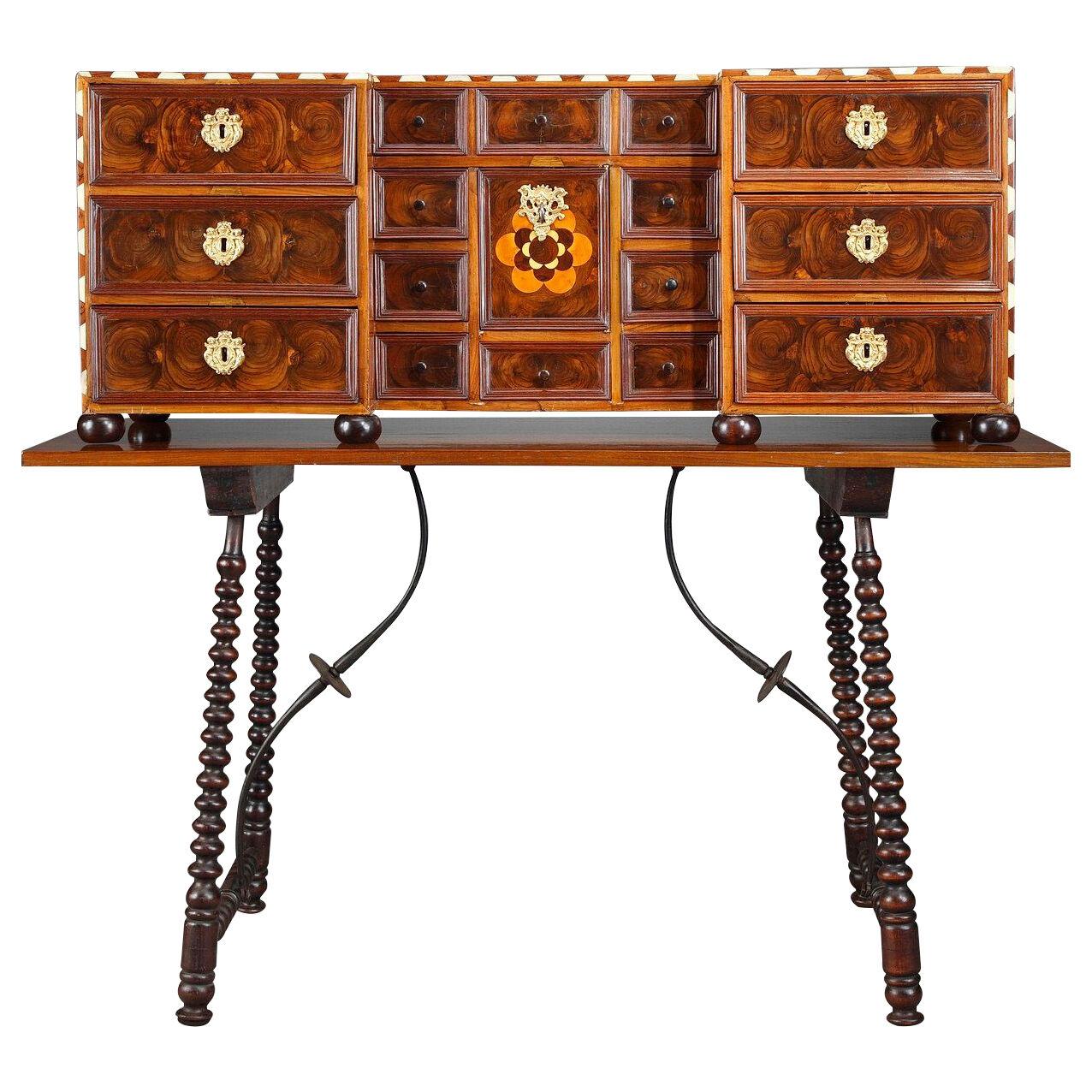 Early 18th Century Walnut and Amaranth Marquetry German Cabinet