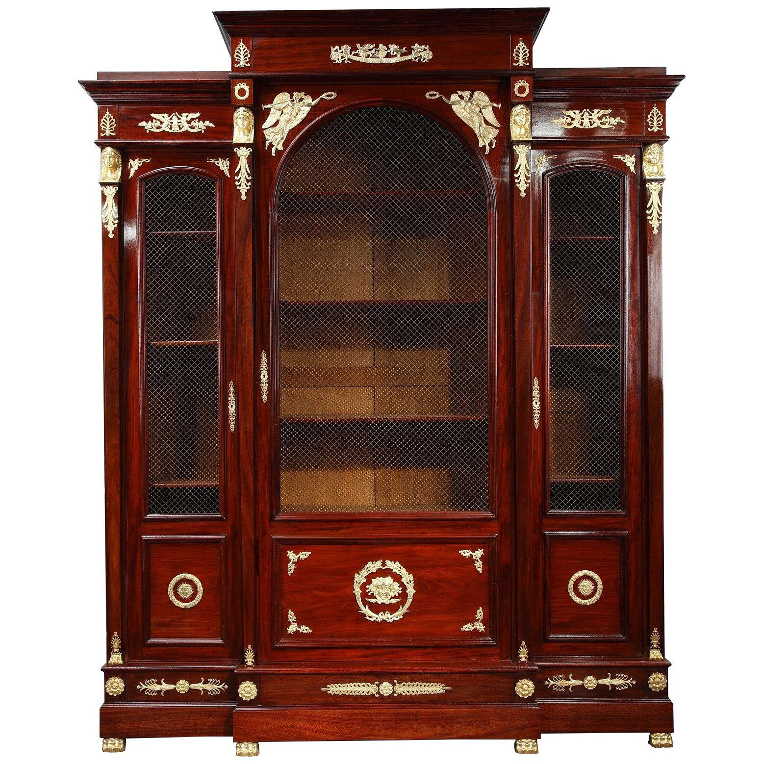 Monumental Empire-Style Mahogany Bookcase, Circa 1865