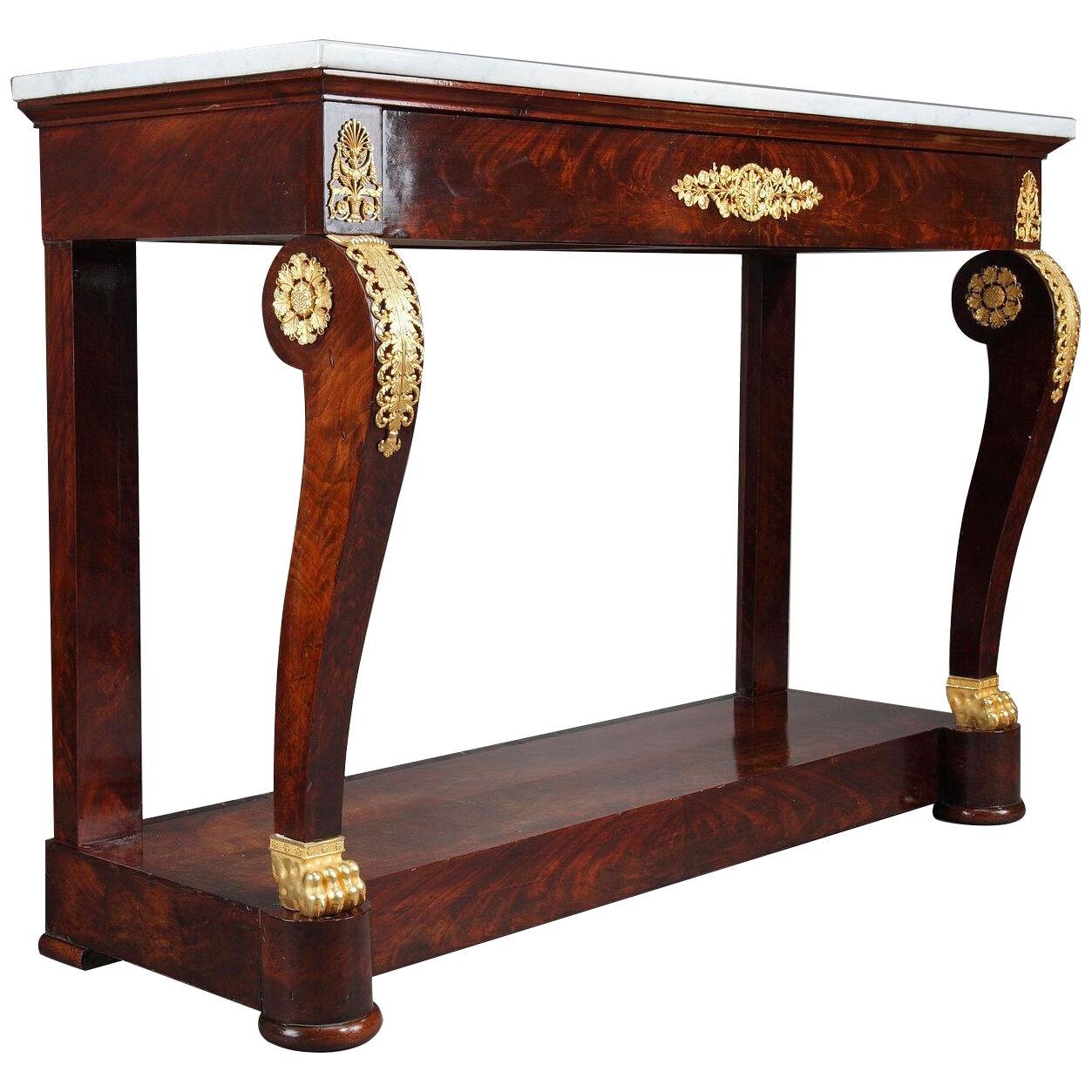 Restoration period mahogany veneer console