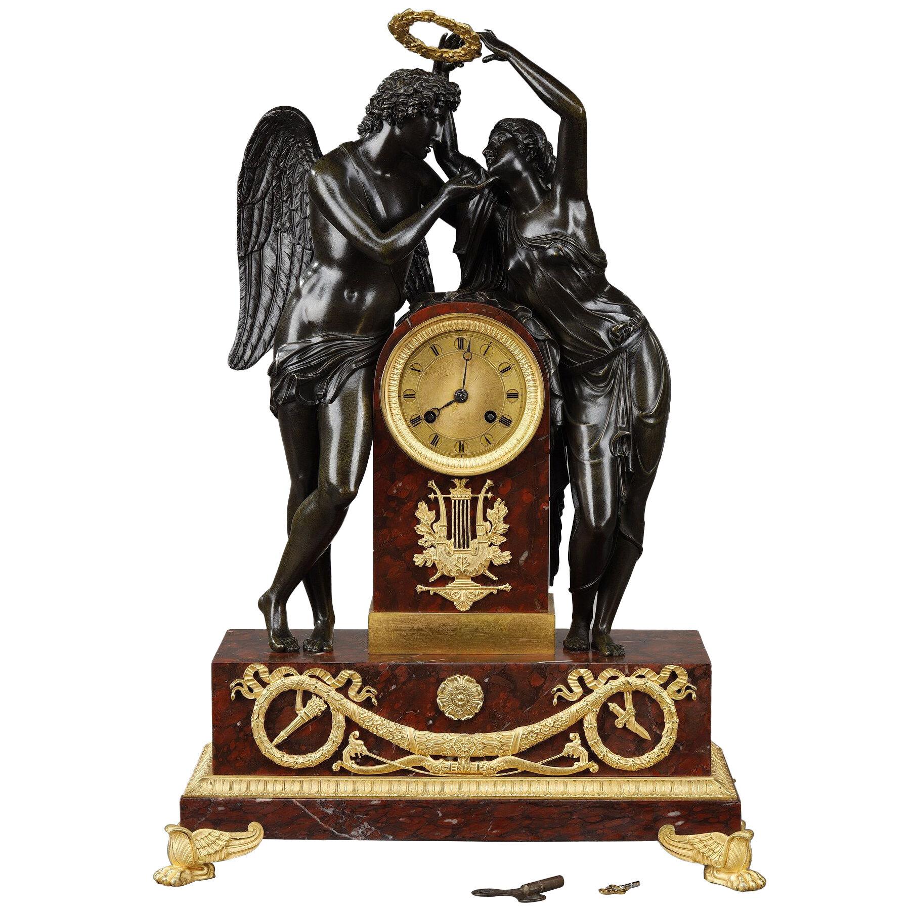 Cupid and Psyche clock after Claude Michallon