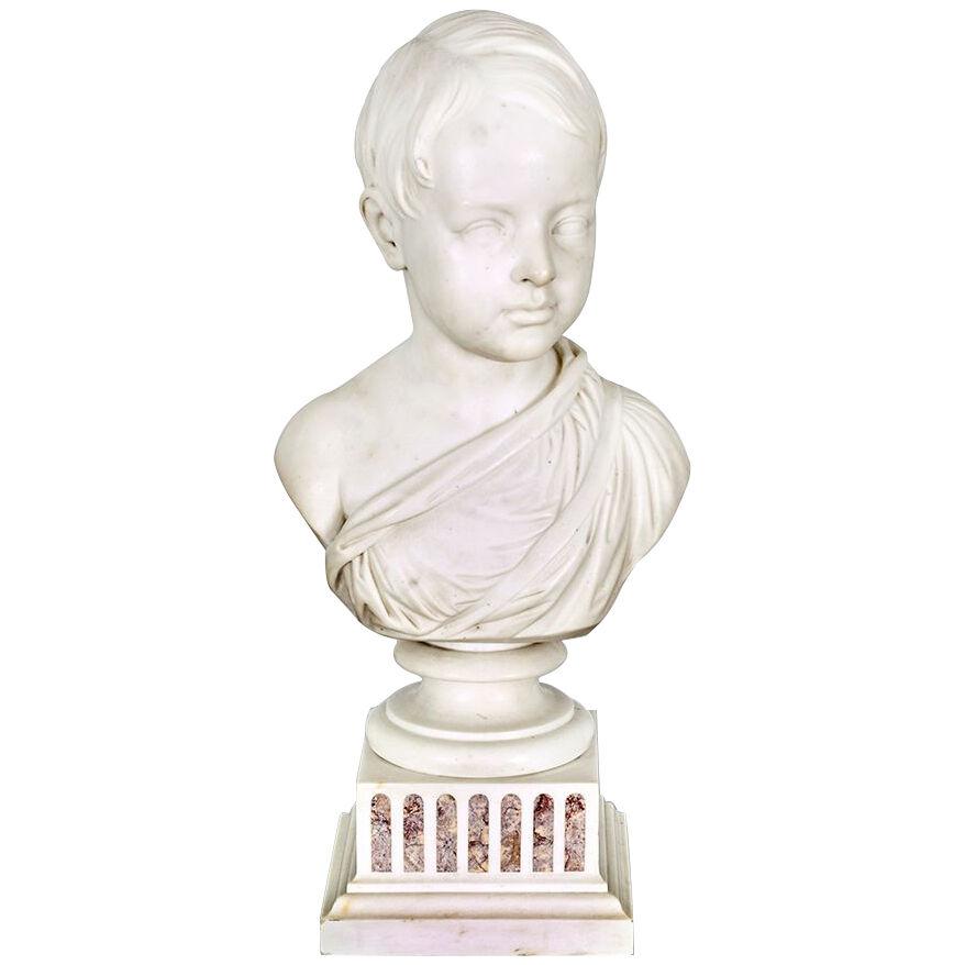 19th Century Italian Grand Tour Marble Bust of a Young Boy